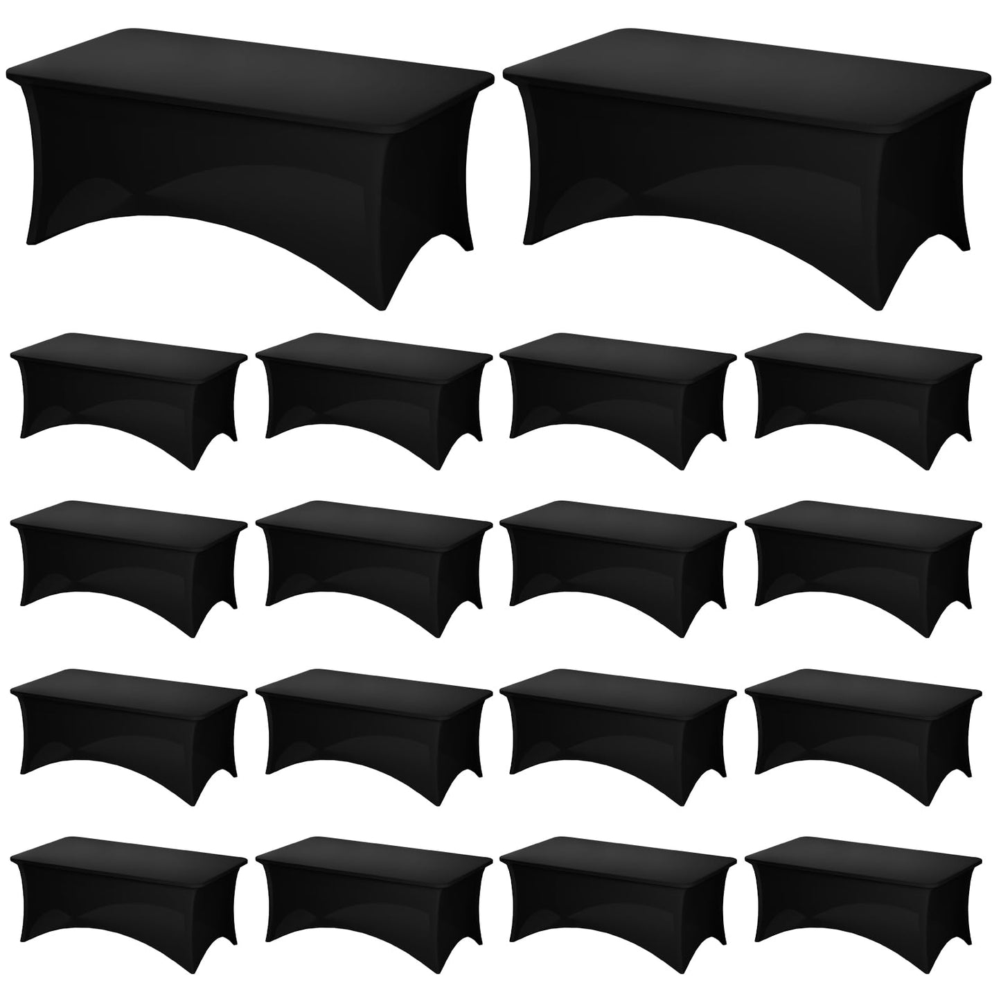 Fixwal 2 Pack 6FT Black Tablecloth Rectangle Spandex Fitted Table Cover | Fit for 6 Foot Rectangle Table, Washable Stretch, Ideal for Party, Wedding, Buffet, Graduation Decoration, Vendor Booth