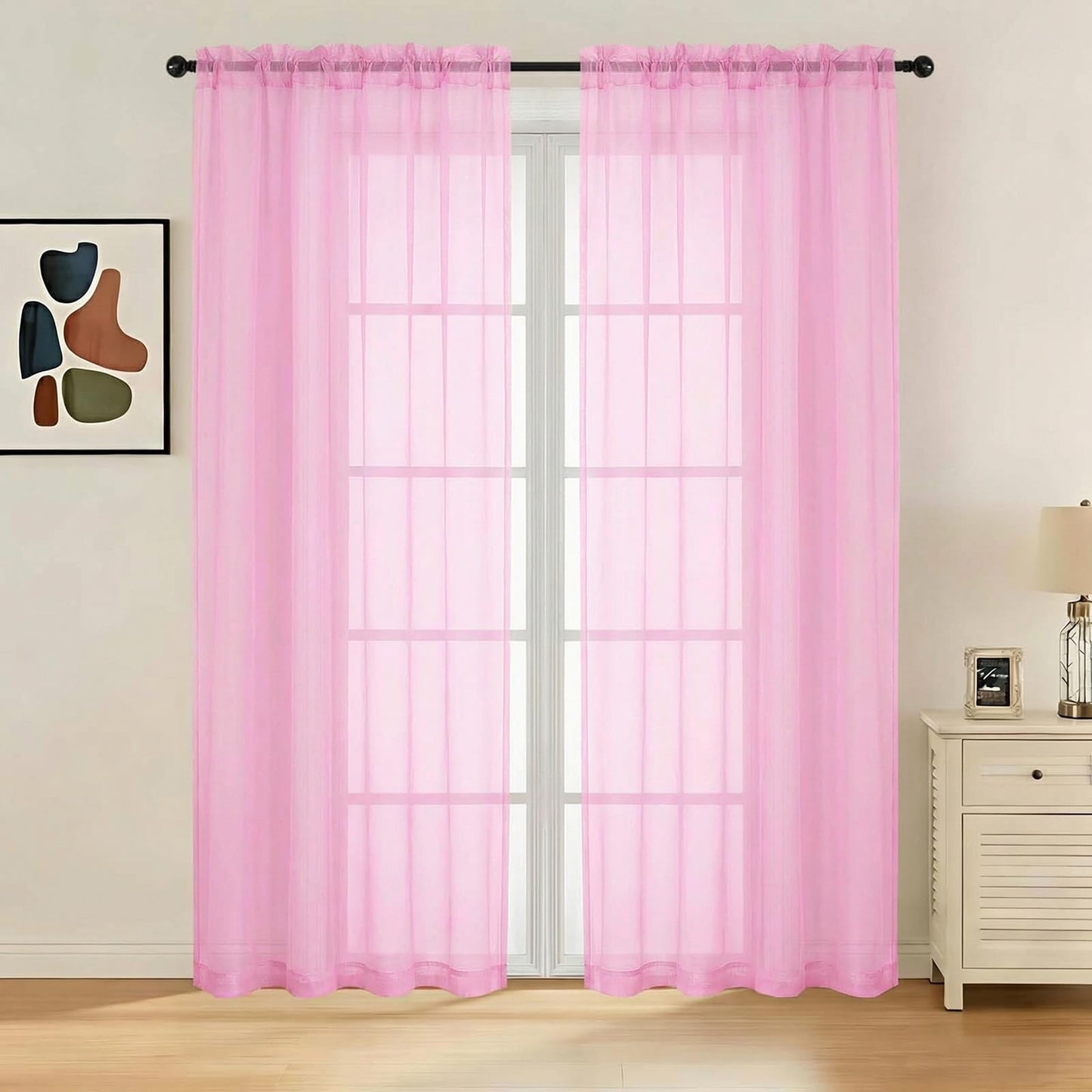 LIVEKID White Sheer Curtains 84 Inches Long 2 Panels - Light Filtering Breathable Voile Textured Sheer Curtains for Bedroom/Living Room, Rod Pocket Soft Elagant & Airy Solid Drapes, W42 x L84