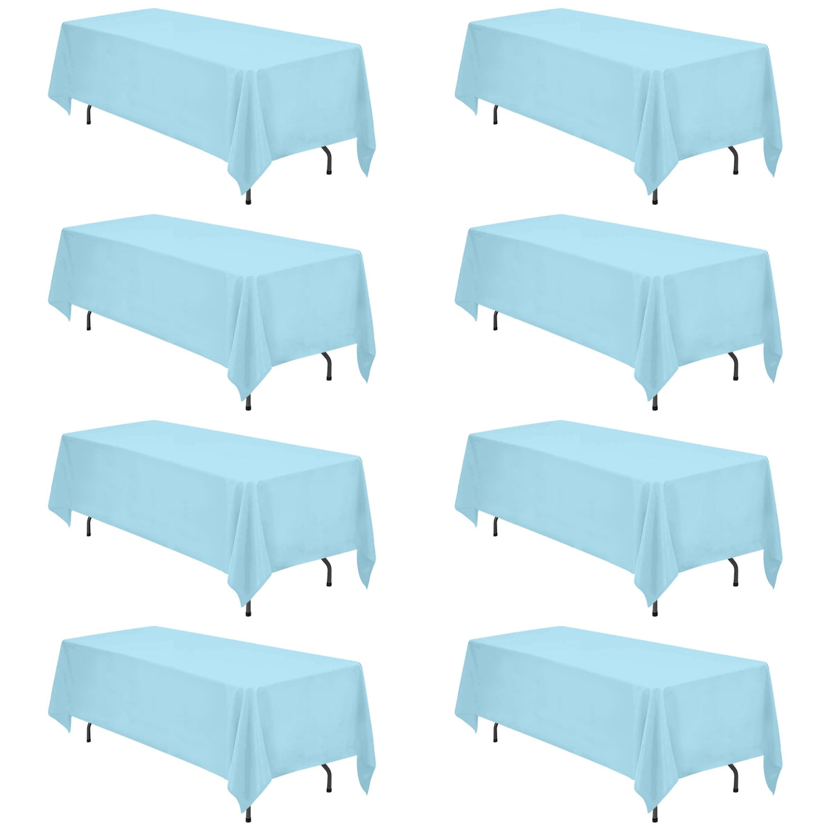 BRILLMAX 6 Pack Ivory Tablecloths 90x132 Inch for 6ft Rectangle Tables | 150 GSM Polyester Fabric, Floor Length Drop, Water, Stain & Wrinkle Resistant Cloth Cover for Wedding Reception Banquet Party