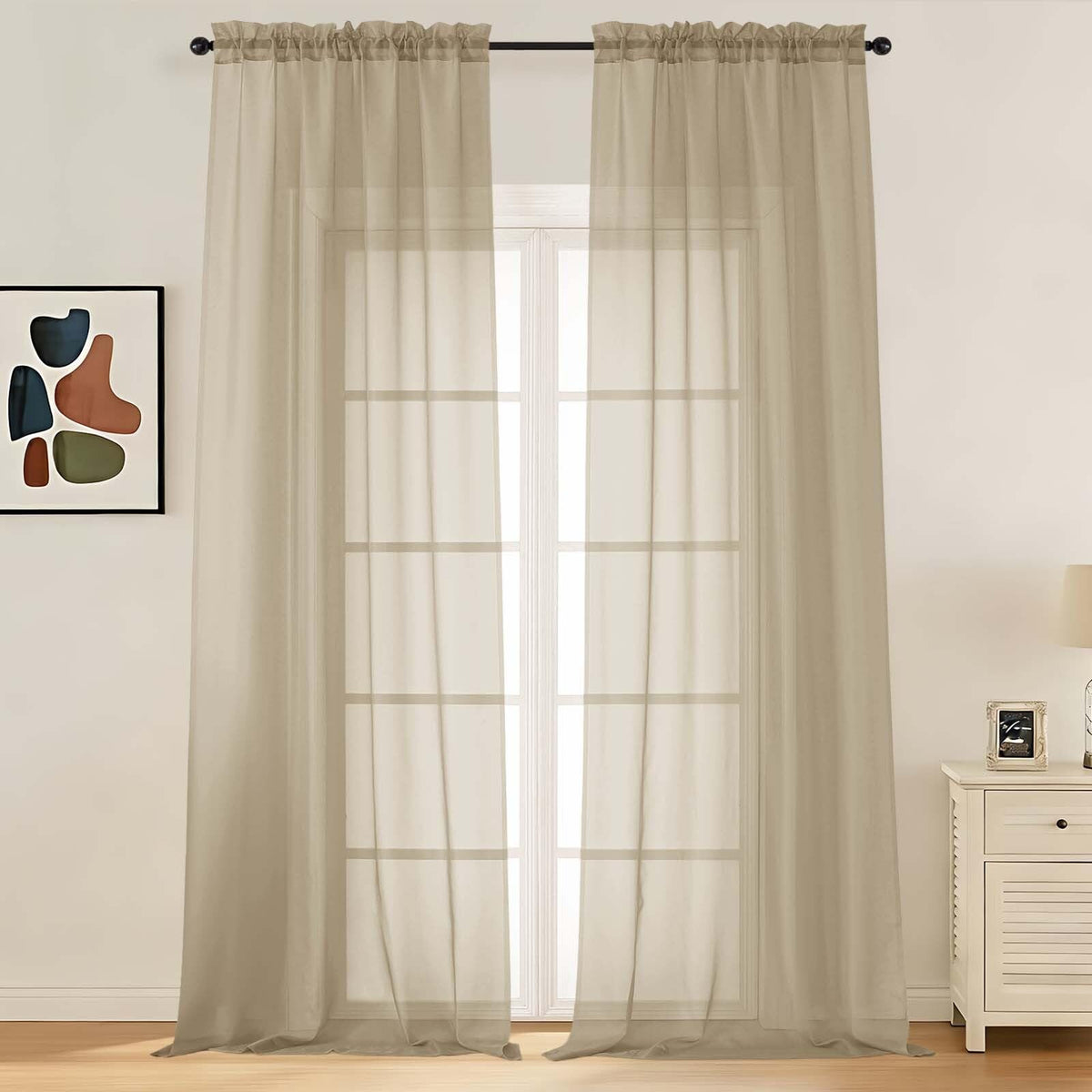 LIVEKID White Sheer Curtains 84 Inches Long 2 Panels - Light Filtering Breathable Voile Textured Sheer Curtains for Bedroom/Living Room, Rod Pocket Soft Elagant & Airy Solid Drapes, W42 x L84