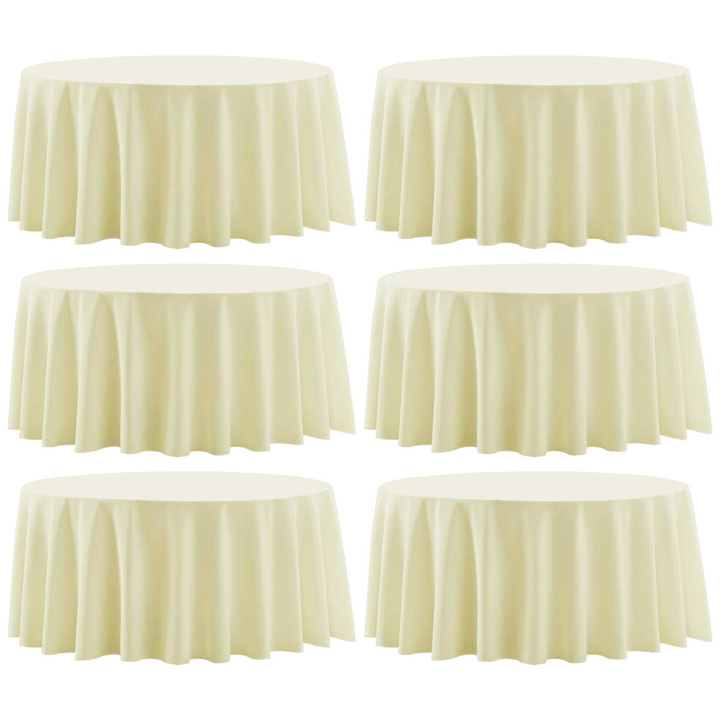 8 Pack Ivory Round Tablecloths 120 Inch for Dining Tables | Washable Decorative Linen Polyester Table Cover for Banquets Buffets Parties and Weddings