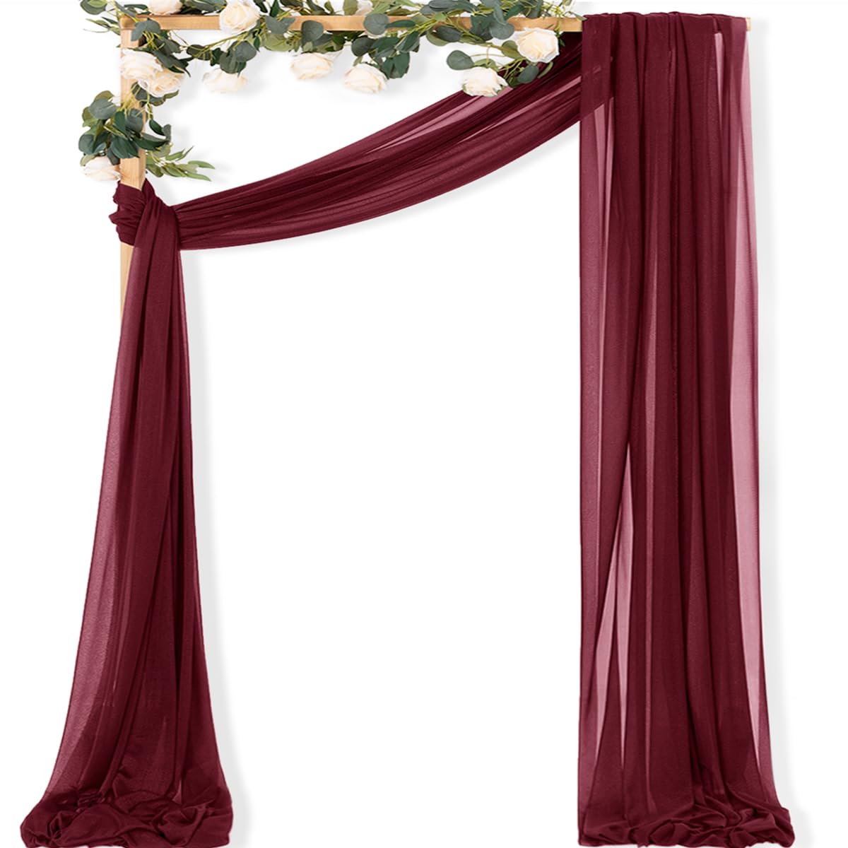 Sheer Gauze Wedding Arch Draping Fabric 29" x 20 FT 4 Panel Sage Green | Shimmery Gauze Drapes, Airy Backdrop Curtains, 6.6 Yard Outdoor Drapery Panels, Photo Background, Wedding Church Events Decor