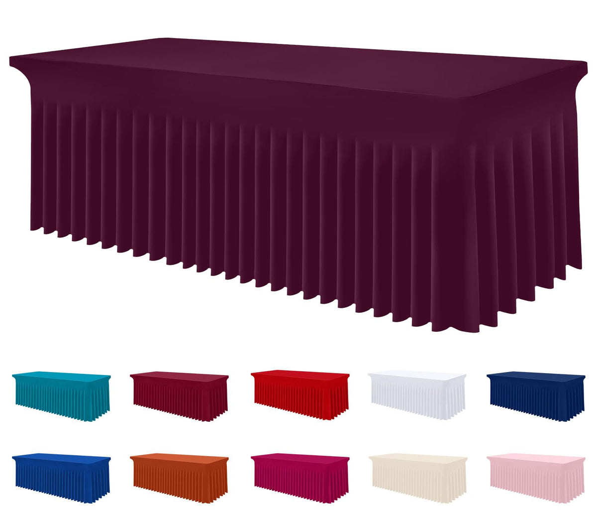 Smiry Spandex Elastic Fitted Table Cloth Skirt for 6FT Rectangle Table | Stretch Washable Table Cloth, Banquet Table Cover for Wedding, Party, Indoor & Trade Shows, (Black, 72Lx30Wx30H)