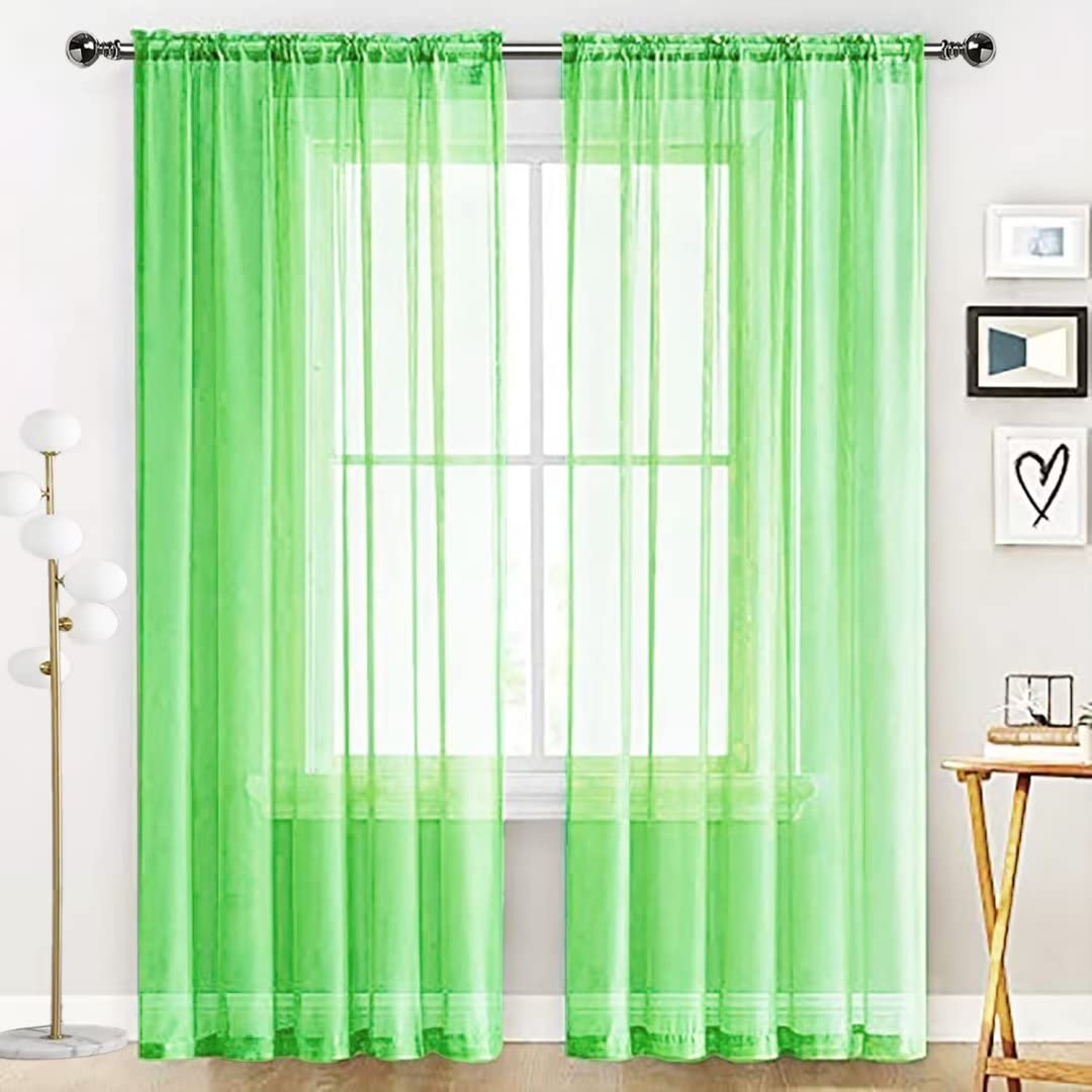 SpaceDresser Basic Rod Pocket Sheer Voile Window Curtain Panels White 1 Pair 2 Panels 52 Width 84 Inch Long for Kitchen Bedroom Children Living Room Yard(White,52 W x 84 L)