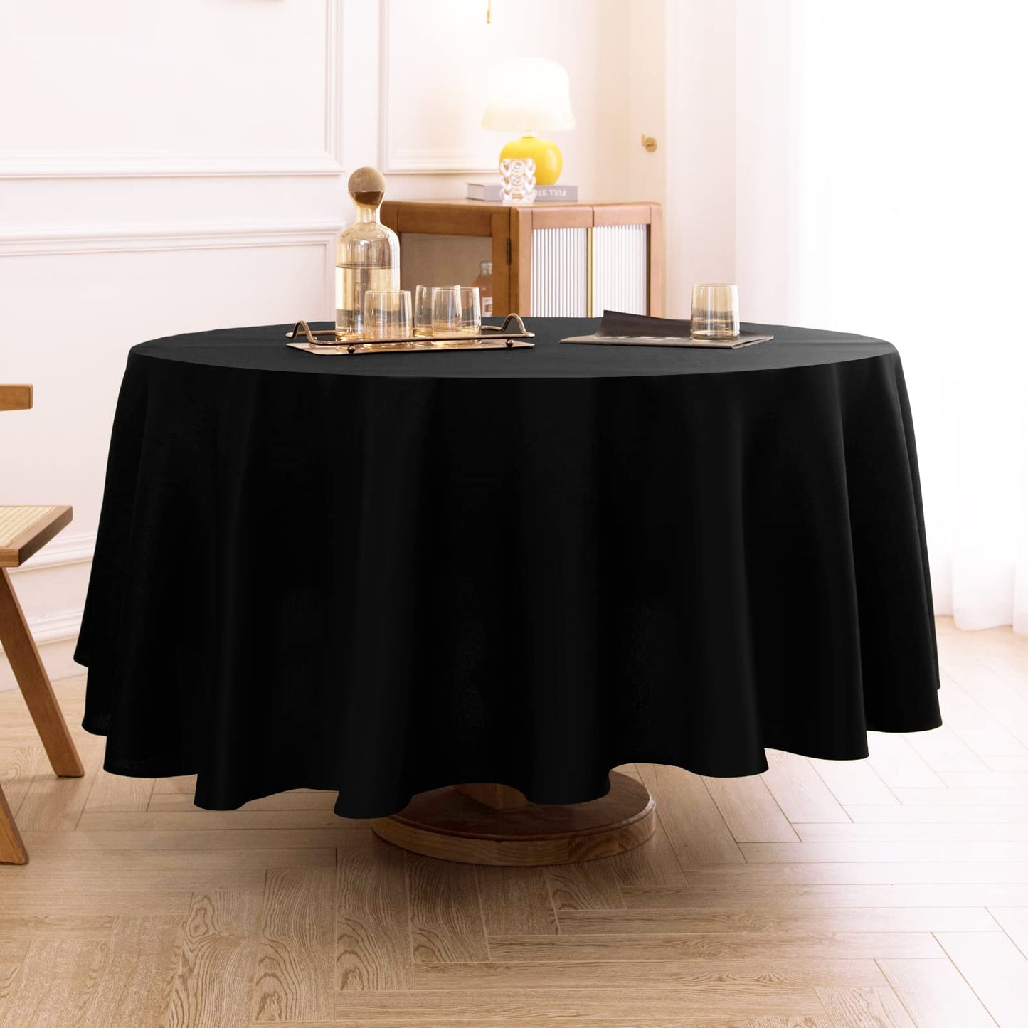 8 Pack Ivory Round Tablecloths 120 Inch for Dining Tables | Washable Decorative Linen Polyester Table Cover for Banquets Buffets Parties and Weddings