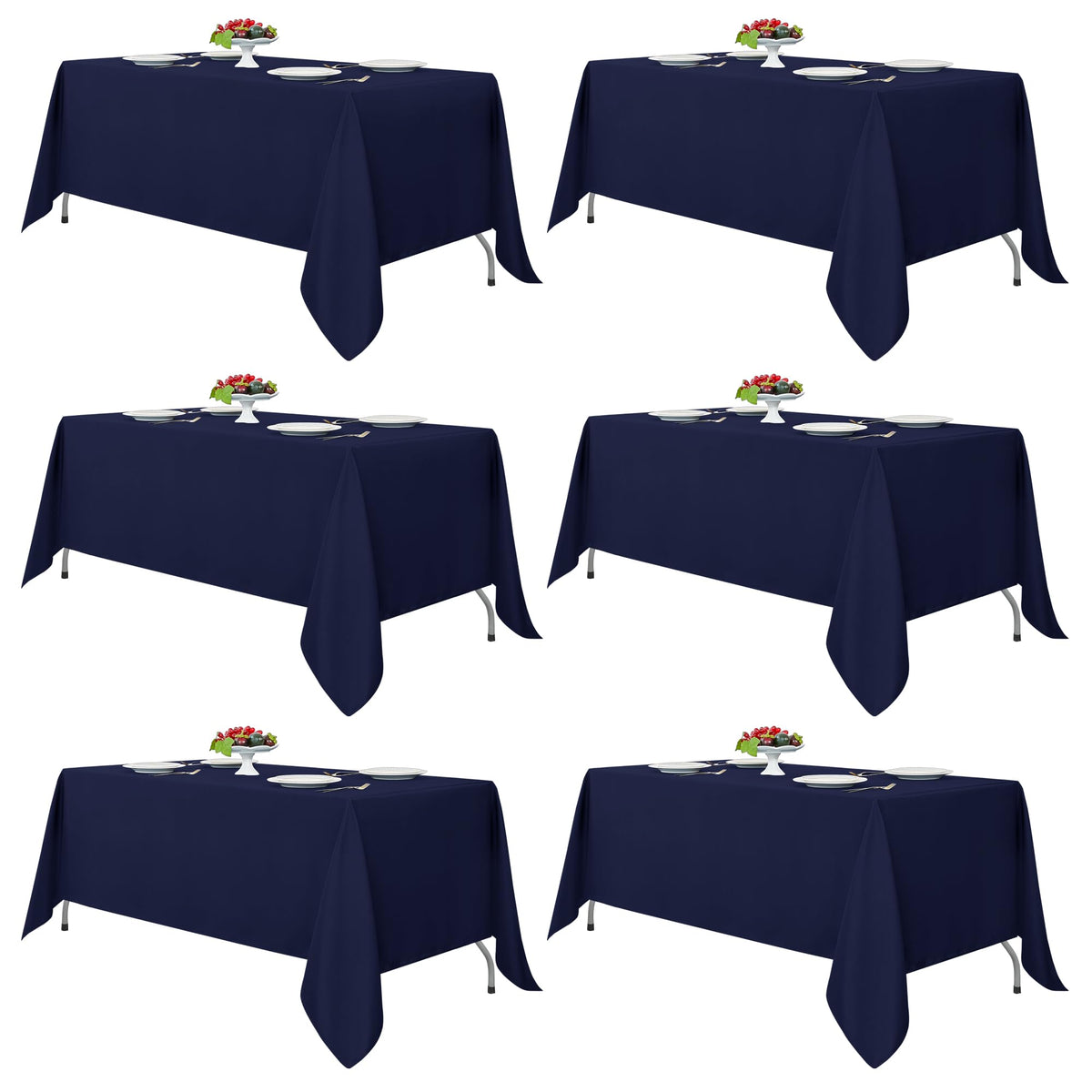 Fitable 6 Pack White Table Cloths 70x120 Inch for 6-8 Ft Rectangle Tables | Stain & Wrinkle Resistant, Washable Polyester Covers for Wedding Party Dining Banquet Event Catering Reception