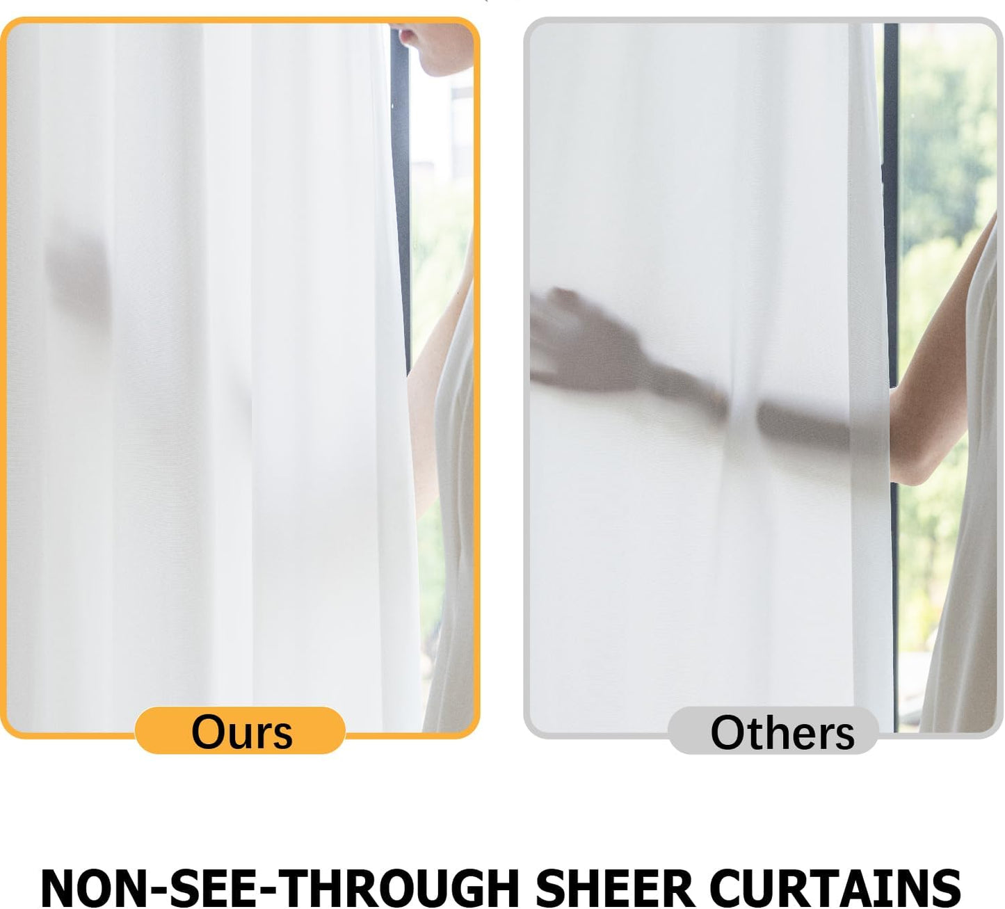 Non-See-Through White Privacy Semi Sheer Curtains That Let Light in 84 Inches Long Light Filtering Sheer Window Curtains Drapes for Living Room Bedroom 2 Panels Set White