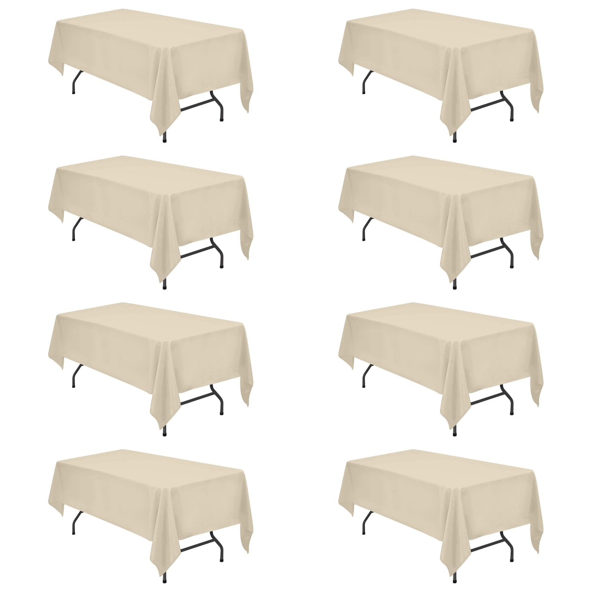 BRILLMAX 6 Pack Ivory Tablecloths 90x132 Inch for 6ft Rectangle Tables | 150 GSM Polyester Fabric, Floor Length Drop, Water, Stain & Wrinkle Resistant Cloth Cover for Wedding Reception Banquet Party