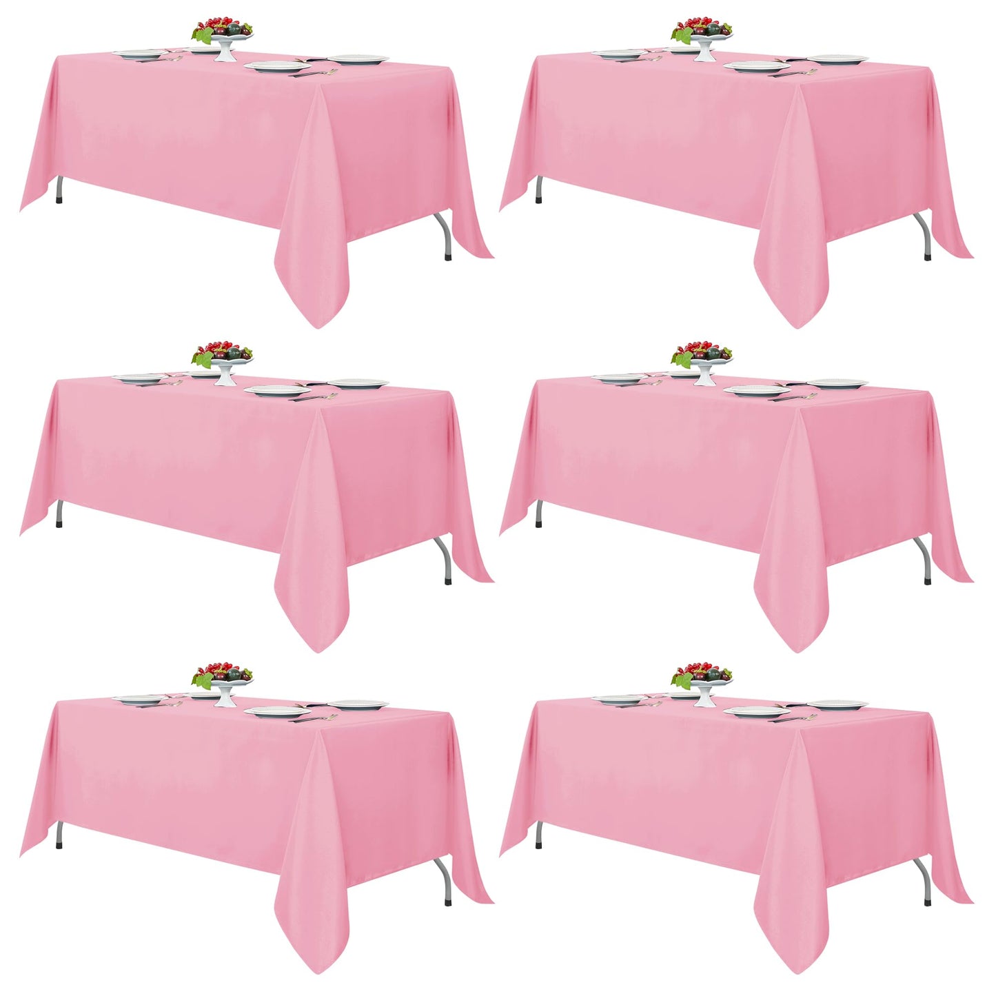 Fitable 6 Pack White Table Cloths 70x120 Inch for 6-8 Ft Rectangle Tables | Stain & Wrinkle Resistant, Washable Polyester Covers for Wedding Party Dining Banquet Event Catering Reception