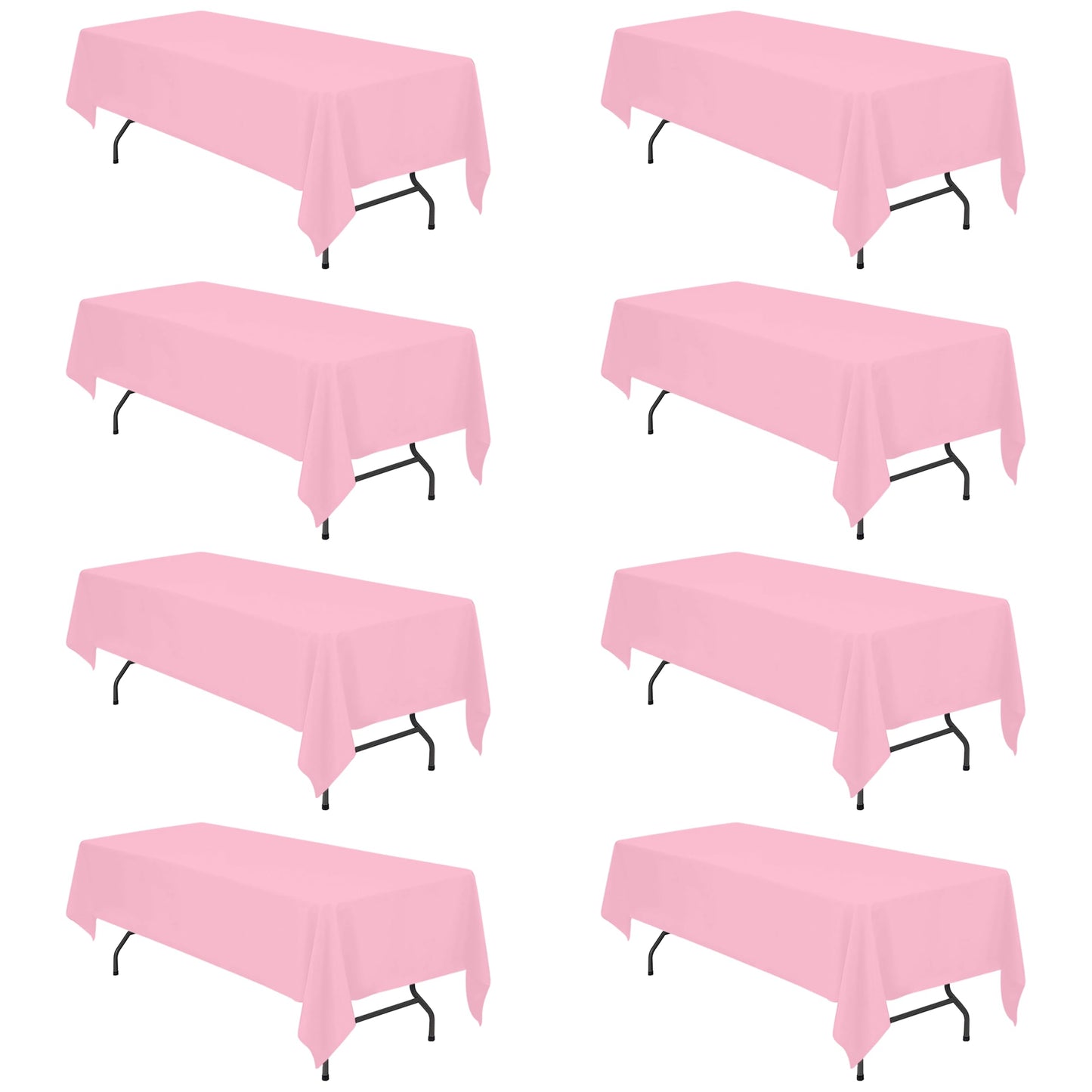 BRILLMAX 6 Pack Ivory Tablecloths 90x132 Inch for 6ft Rectangle Tables | 150 GSM Polyester Fabric, Floor Length Drop, Water, Stain & Wrinkle Resistant Cloth Cover for Wedding Reception Banquet Party
