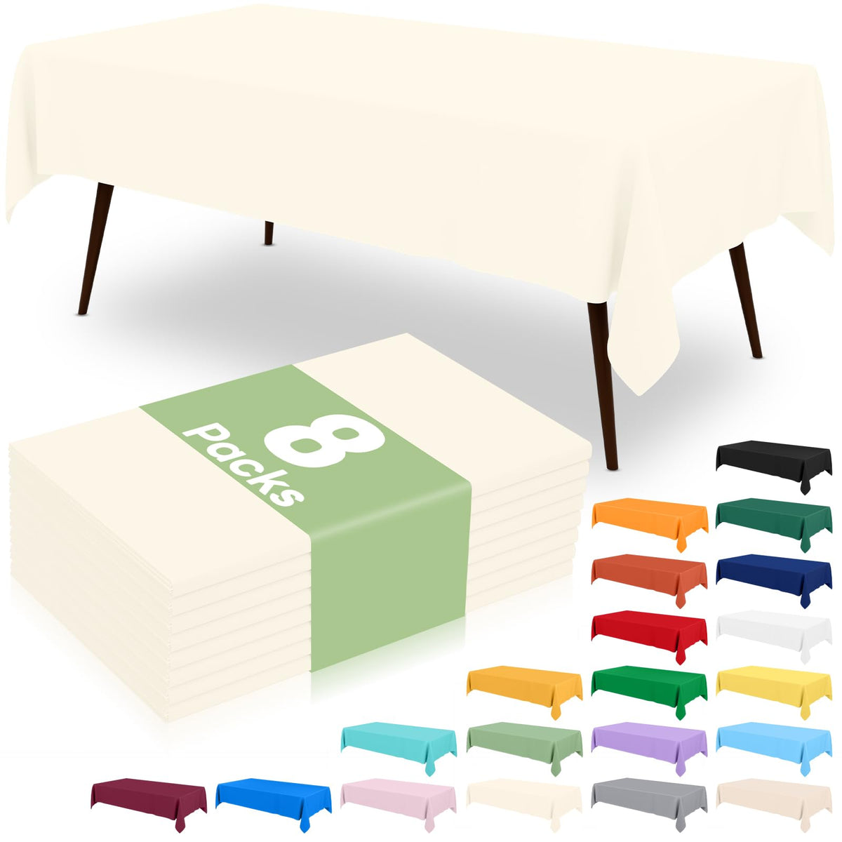 6 Packs Disposable Plastic Table Cloth, 54 x 108 Inch Waterproof Rectangle Tablecloth, Leakproof & Sturdy Decorative Table Covers for Party, Outdoor and Back to School, Black