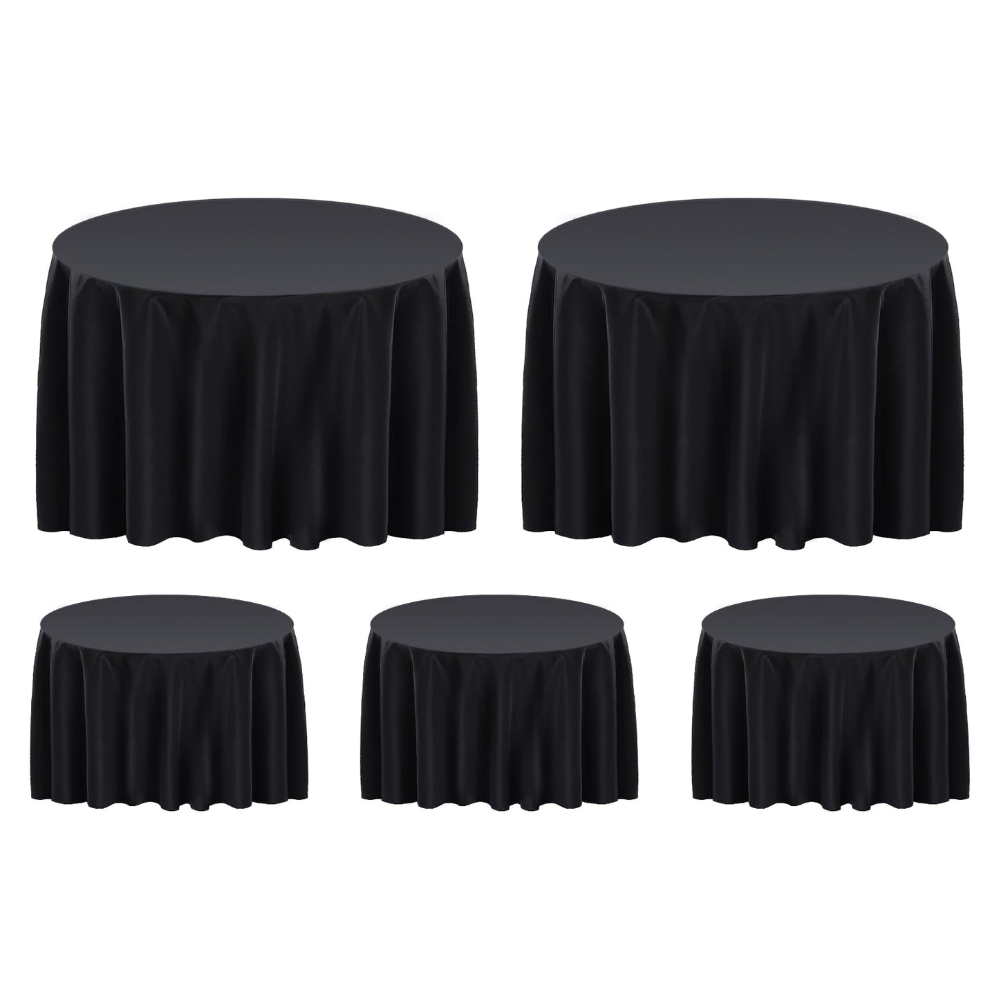 Surmente 10 Pack 132 Inch Black Tablecloths for Round Tables | Dining Table Cover Protector, Wrinkle Free, Washable Polyester Fabric, Round Table Cloth for Wedding, Banquet, Restaurant
