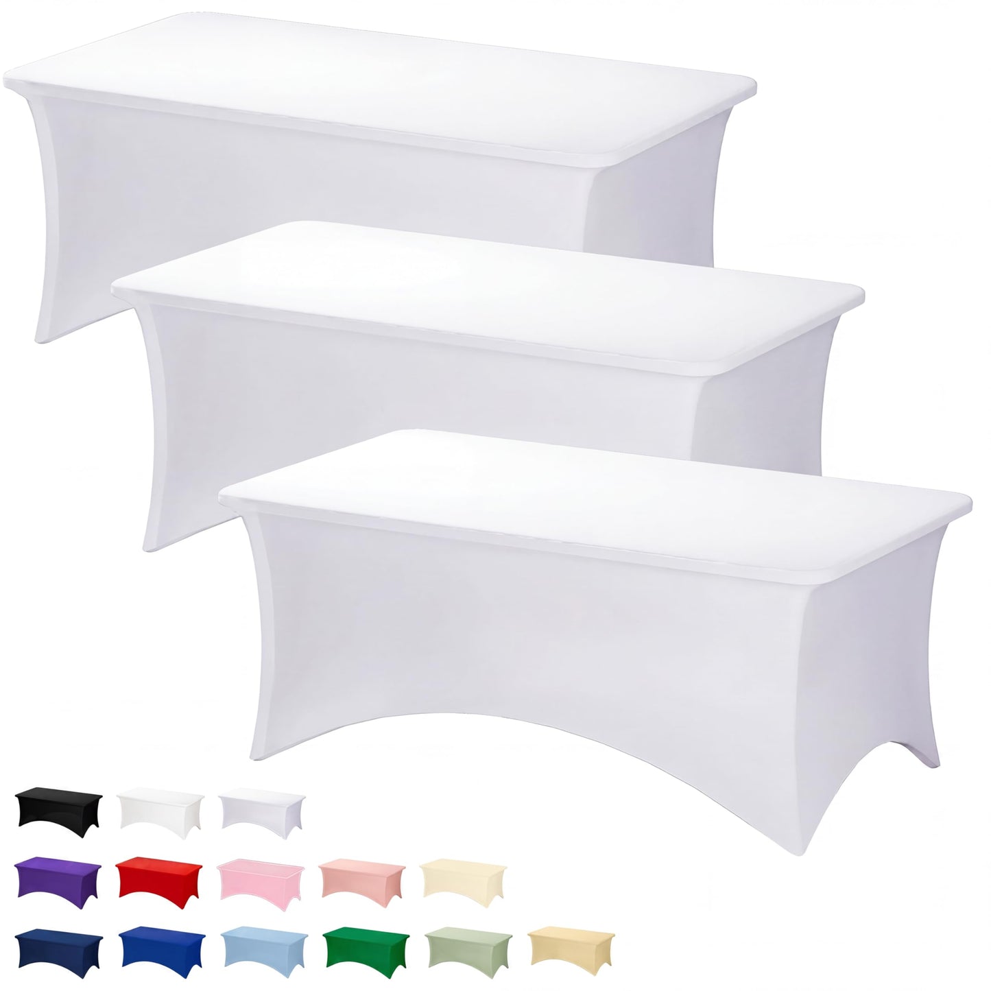 Fixwal 2 Pack 6FT Black Tablecloth Rectangle Spandex Fitted Table Cover | Fit for 6 Foot Rectangle Table, Washable Stretch, Ideal for Party, Wedding, Buffet, Graduation Decoration, Vendor Booth