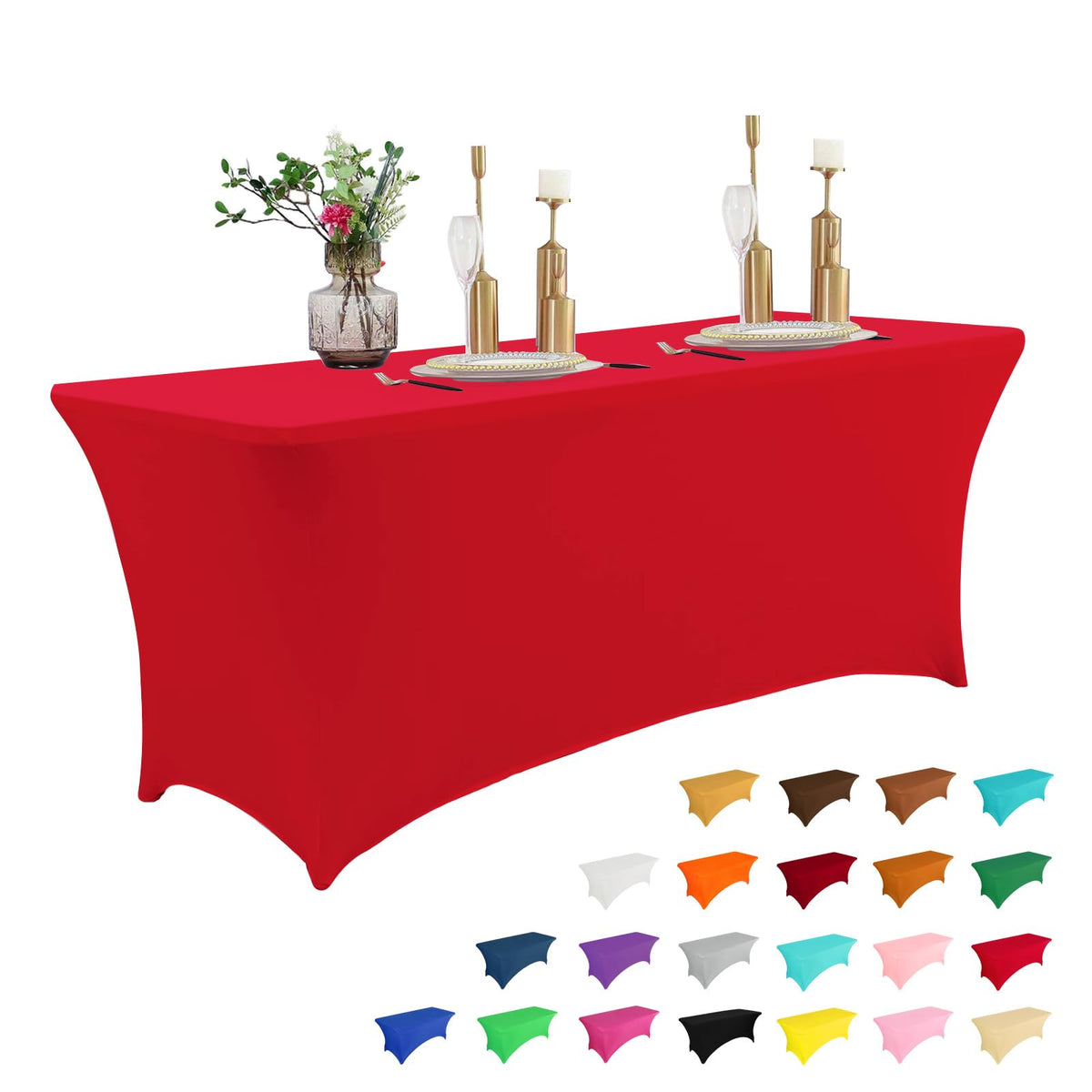 IVAPUPU 2 Pack 6FT Black Table Cloth for Rectangular Spandex Table Cover | Fitted Events Stretch Covers Washable Spandex Tablecloth Protector for Party, Wedding, Cocktail, Banquet, Festival