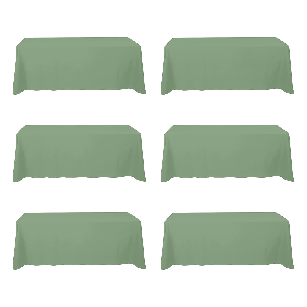 BRILLMAX 6 Pack Ivory Tablecloths 90x132 Inch for 6ft Rectangle Tables | 150 GSM Polyester Fabric, Floor Length Drop, Water, Stain & Wrinkle Resistant Cloth Cover for Wedding Reception Banquet Party
