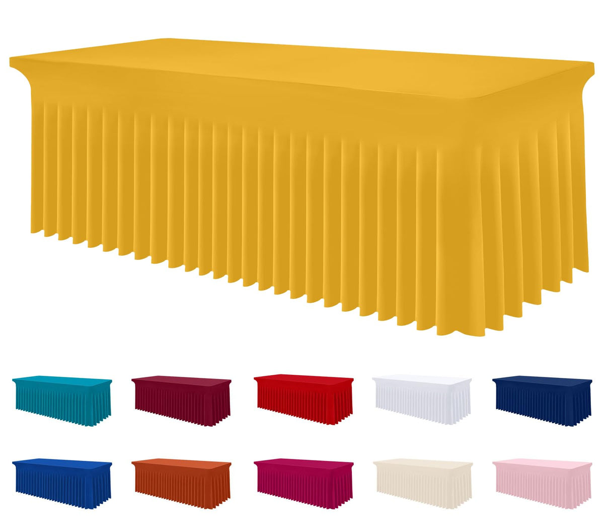 Smiry Spandex Elastic Fitted Table Cloth Skirt for 6FT Rectangle Table | Stretch Washable Table Cloth, Banquet Table Cover for Wedding, Party, Indoor & Trade Shows, (Black, 72Lx30Wx30H)