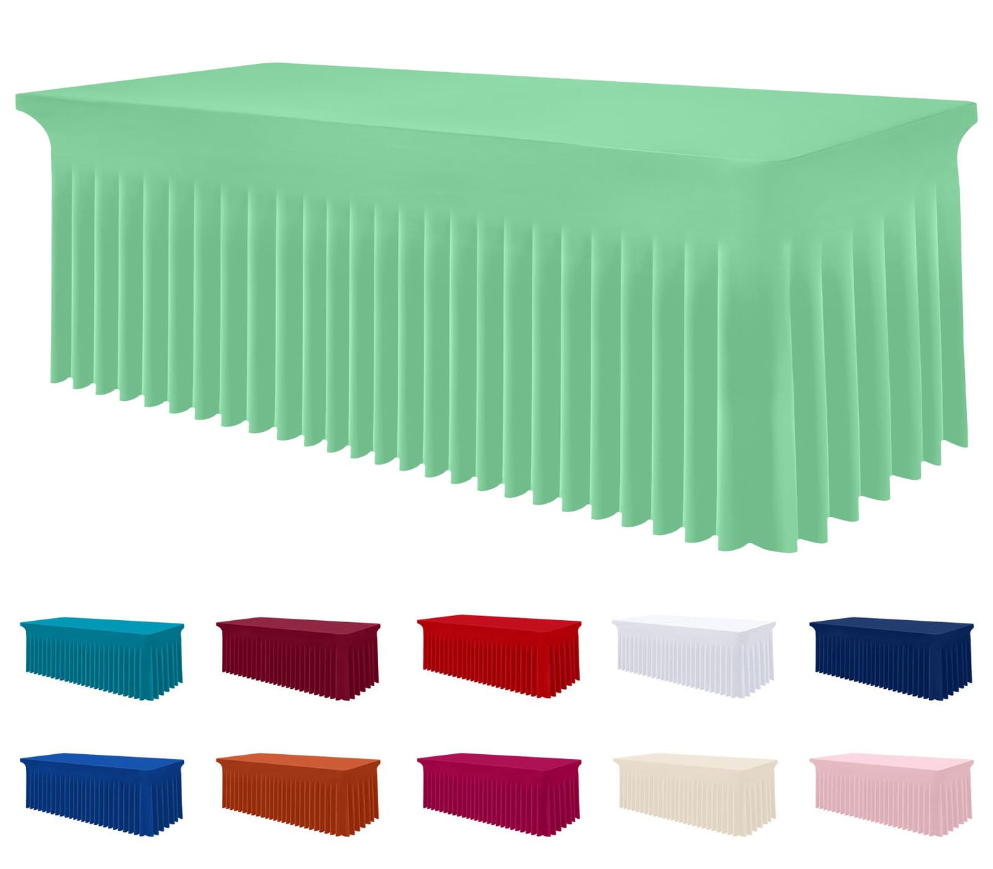 Smiry Spandex Elastic Fitted Table Cloth Skirt for 6FT Rectangle Table | Stretch Washable Table Cloth, Banquet Table Cover for Wedding, Party, Indoor & Trade Shows, (Black, 72Lx30Wx30H)