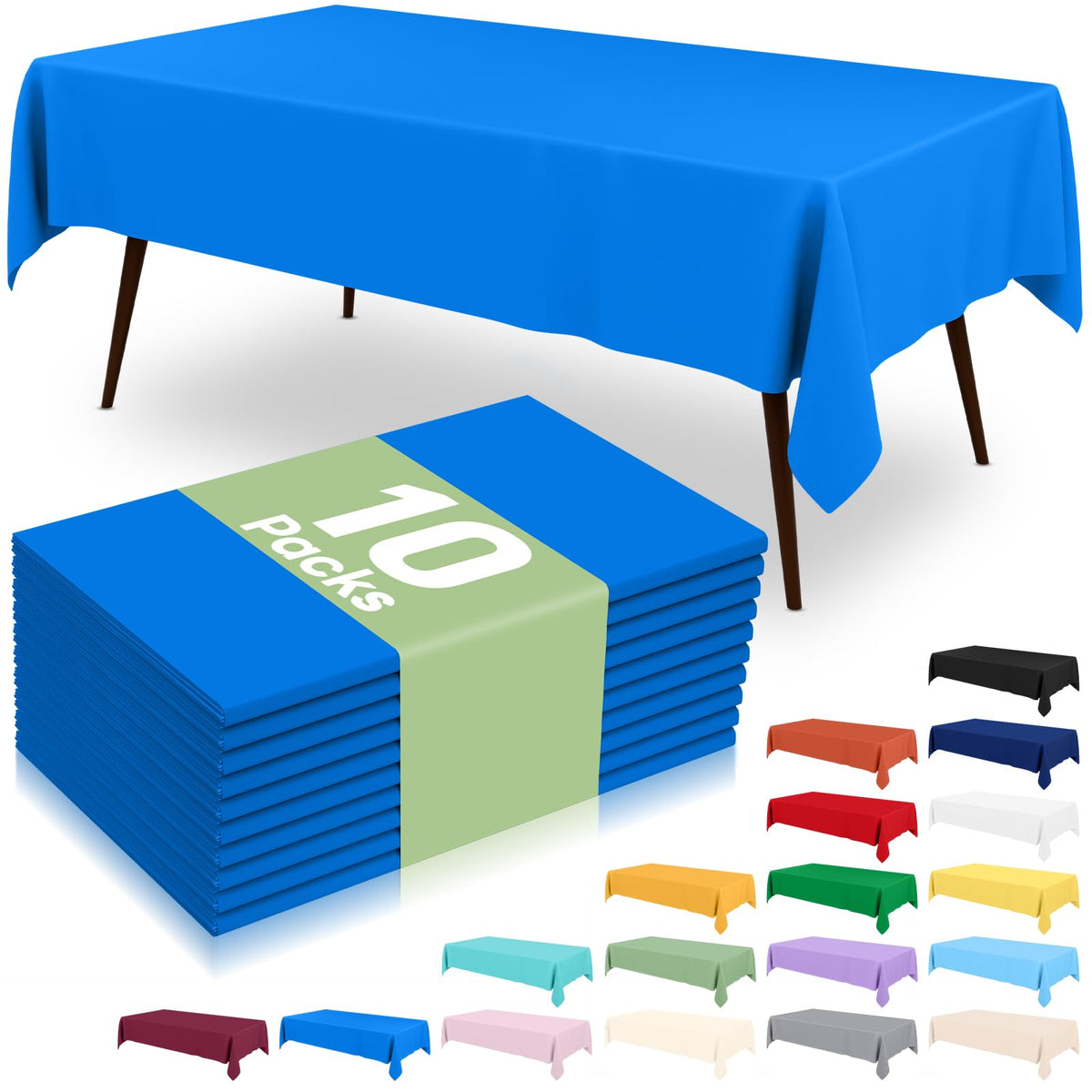 6 Packs Disposable Plastic Table Cloth, 54 x 108 Inch Waterproof Rectangle Tablecloth, Leakproof & Sturdy Decorative Table Covers for Party, Outdoor and Back to School, Black