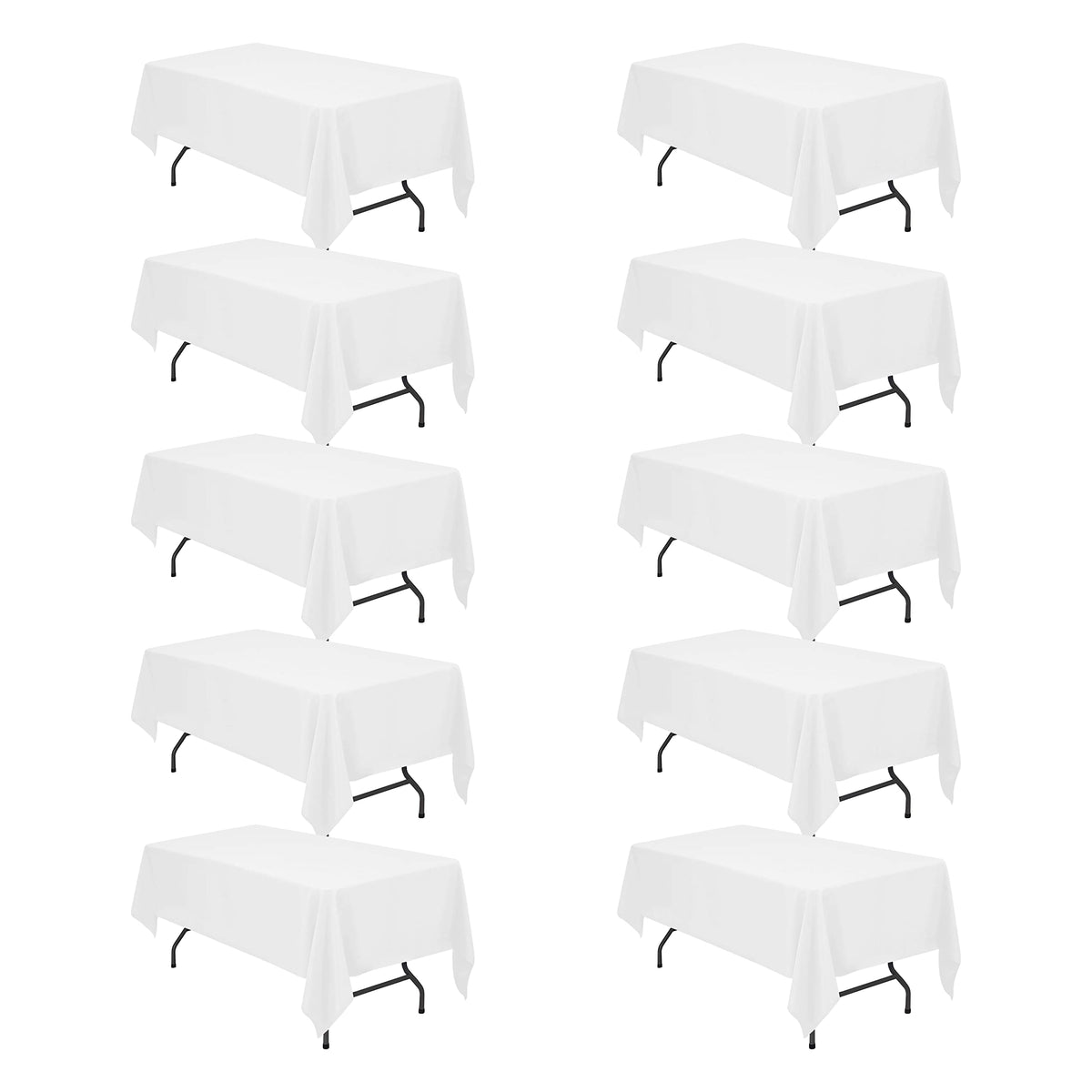 BRILLMAX 6 Pack Ivory Tablecloths 90x132 Inch for 6ft Rectangle Tables | 150 GSM Polyester Fabric, Floor Length Drop, Water, Stain & Wrinkle Resistant Cloth Cover for Wedding Reception Banquet Party