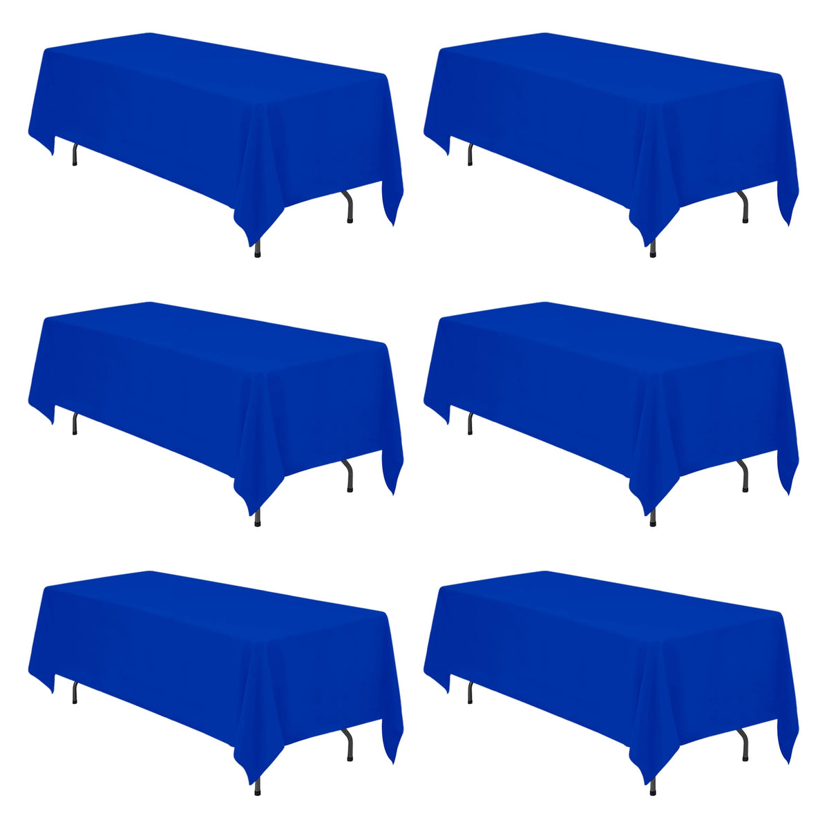 BRILLMAX 6 Pack Ivory Tablecloths 90x132 Inch for 6ft Rectangle Tables | 150 GSM Polyester Fabric, Floor Length Drop, Water, Stain & Wrinkle Resistant Cloth Cover for Wedding Reception Banquet Party