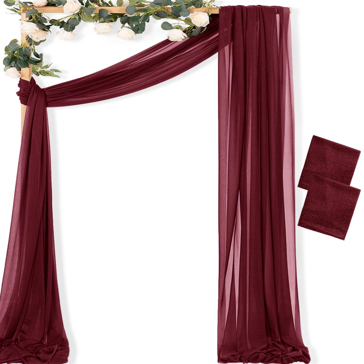 Sheer Gauze Wedding Arch Draping Fabric 29" x 20 FT 4 Panel Sage Green | Shimmery Gauze Drapes, Airy Backdrop Curtains, 6.6 Yard Outdoor Drapery Panels, Photo Background, Wedding Church Events Decor