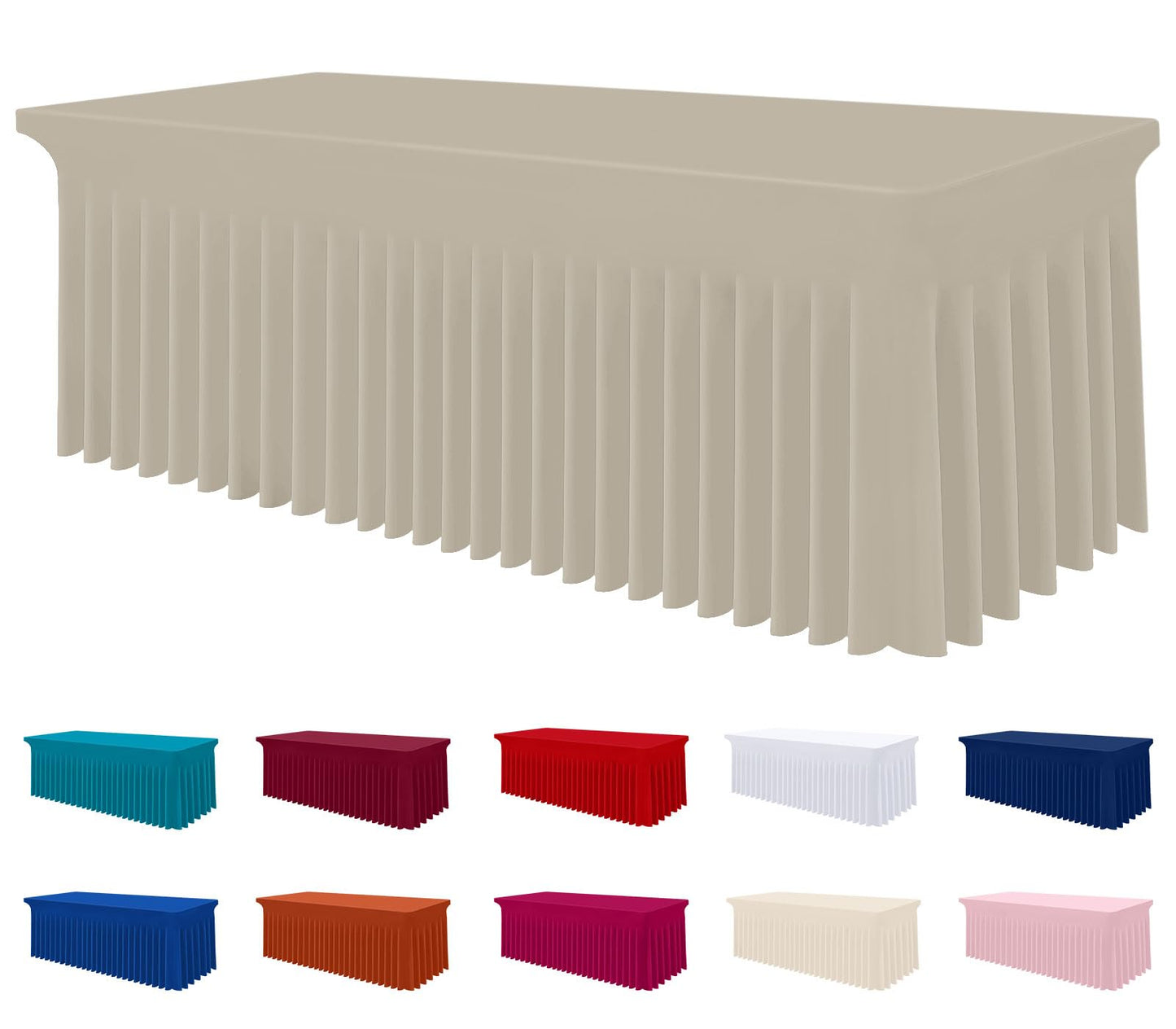 Smiry Spandex Elastic Fitted Table Cloth Skirt for 6FT Rectangle Table | Stretch Washable Table Cloth, Banquet Table Cover for Wedding, Party, Indoor & Trade Shows, (Black, 72Lx30Wx30H)