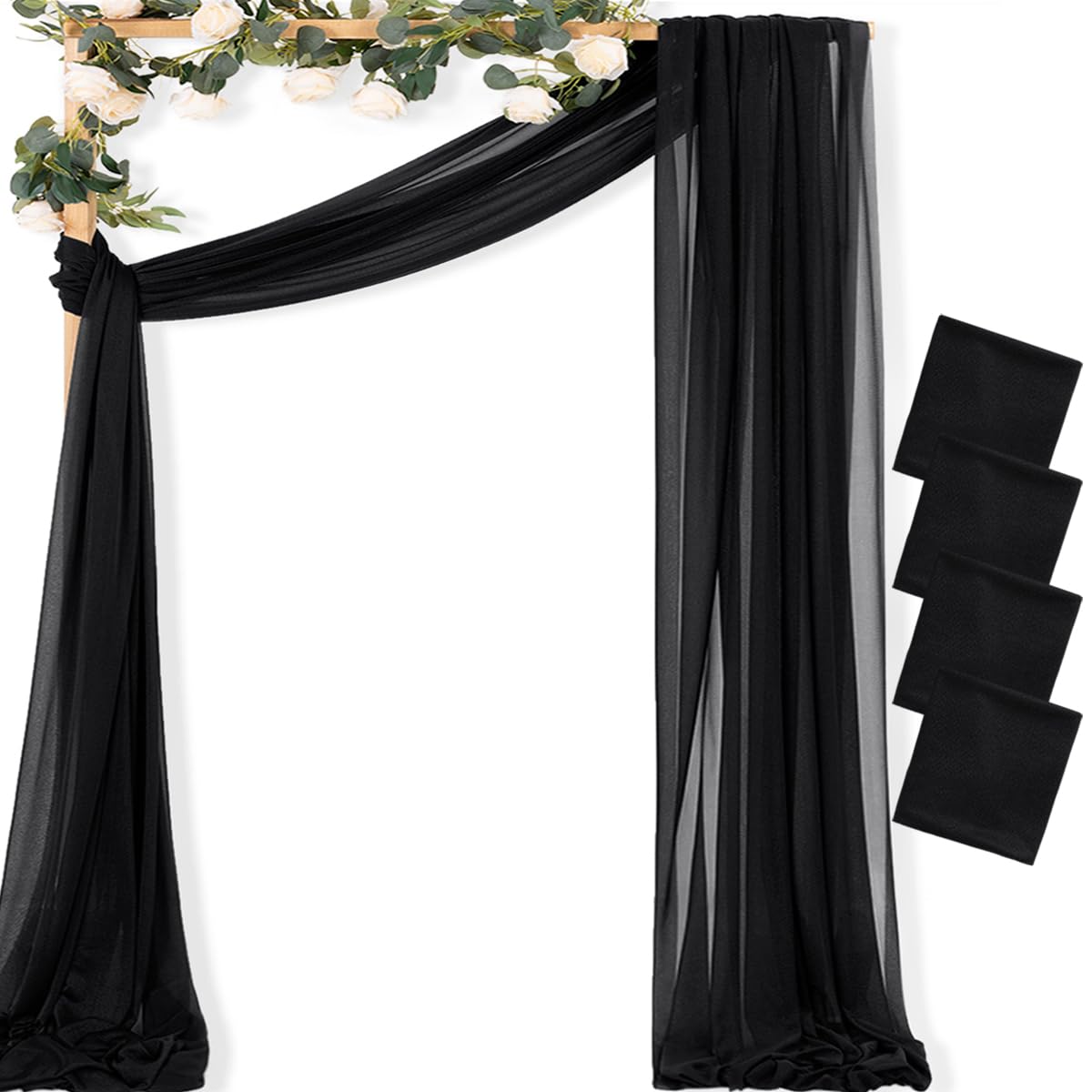 Sheer Gauze Wedding Arch Draping Fabric 29" x 20 FT 4 Panel Sage Green | Shimmery Gauze Drapes, Airy Backdrop Curtains, 6.6 Yard Outdoor Drapery Panels, Photo Background, Wedding Church Events Decor