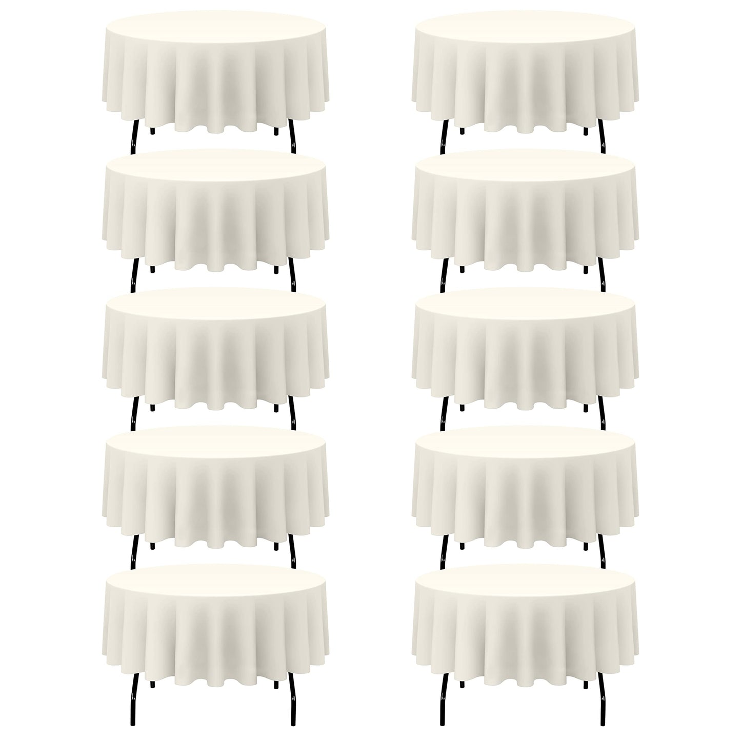 BRILLMAX 4 Pack Ivory Round Tablecloths 108 Inch for 48" Tables | 150 GSM Polyester Fabric, Floor Length Drop, Water, Stain & Wrinkle Resistant Cloth Cover for Wedding Reception Banquet Party