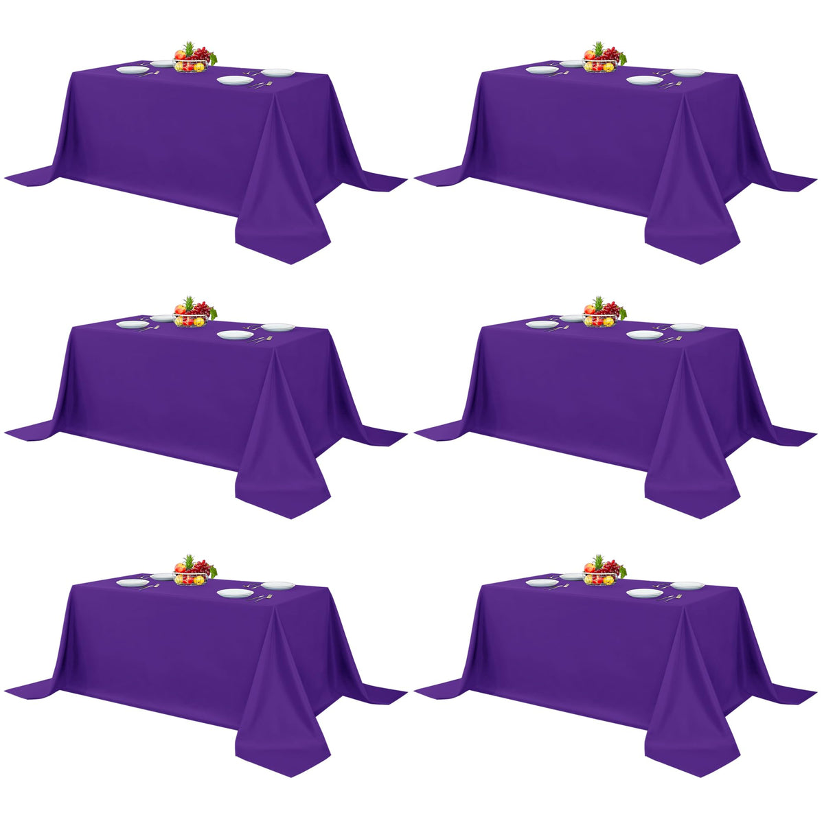 Fitable 6 Pack White Table Cloths 70x120 Inch for 6-8 Ft Rectangle Tables | Stain & Wrinkle Resistant, Washable Polyester Covers for Wedding Party Dining Banquet Event Catering Reception