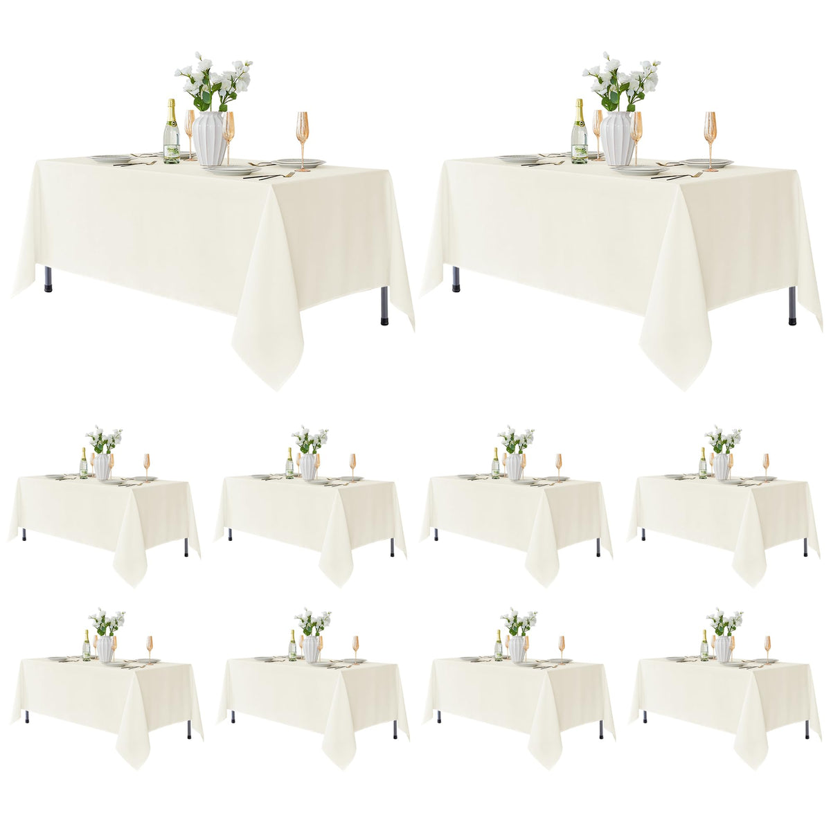 Fitable 6 Pack White Table Cloths 70x120 Inch for 6-8 Ft Rectangle Tables | Stain & Wrinkle Resistant, Washable Polyester Covers for Wedding Party Dining Banquet Event Catering Reception