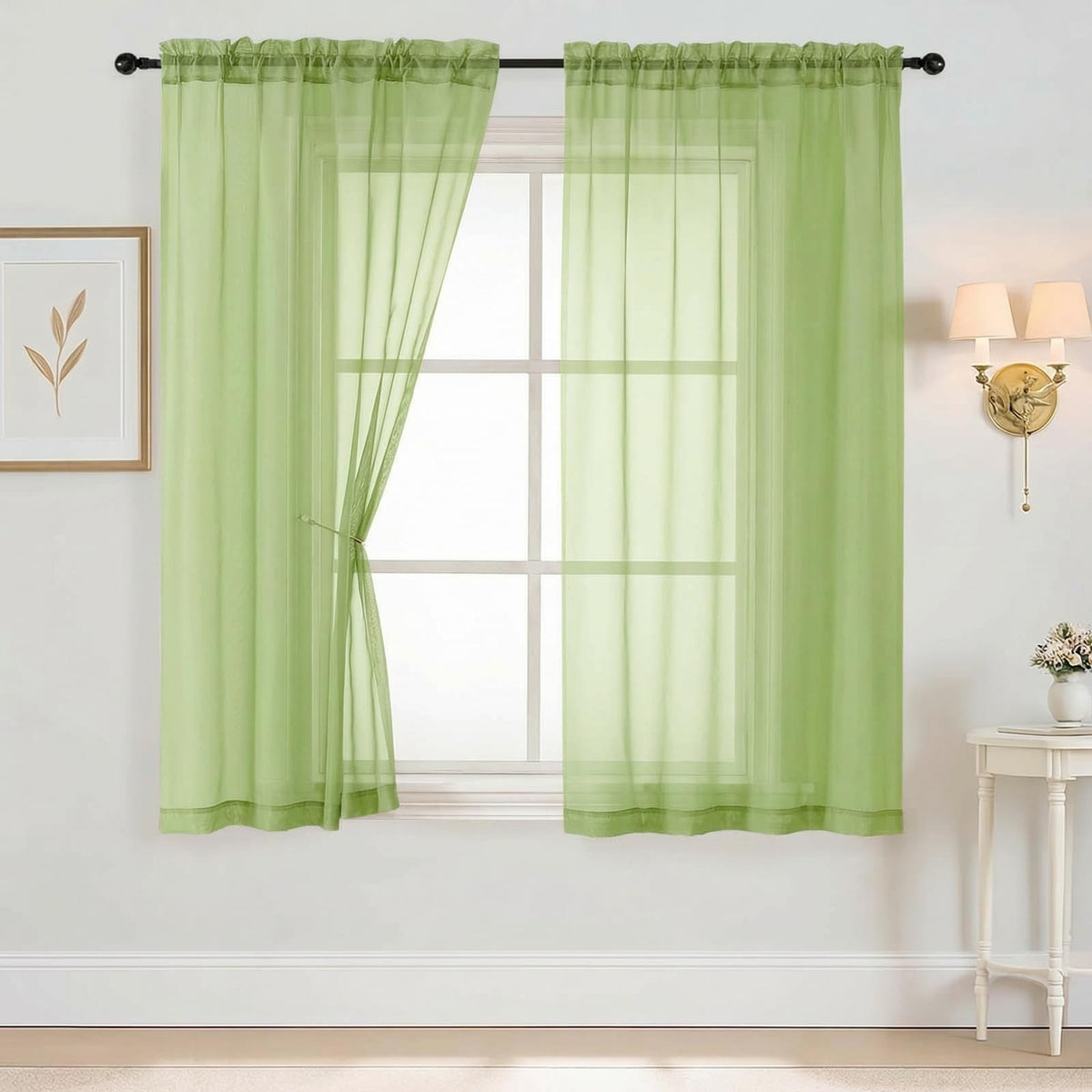 Purple Window Sheer Curtains 54 inch Length, Soft Airy Light Filtering Sheer Curtain 2 Panels Set, Dual Rod Pocket Gauze Purple Drapes for Living Room Bedroom, 2x42Wx54L Inches