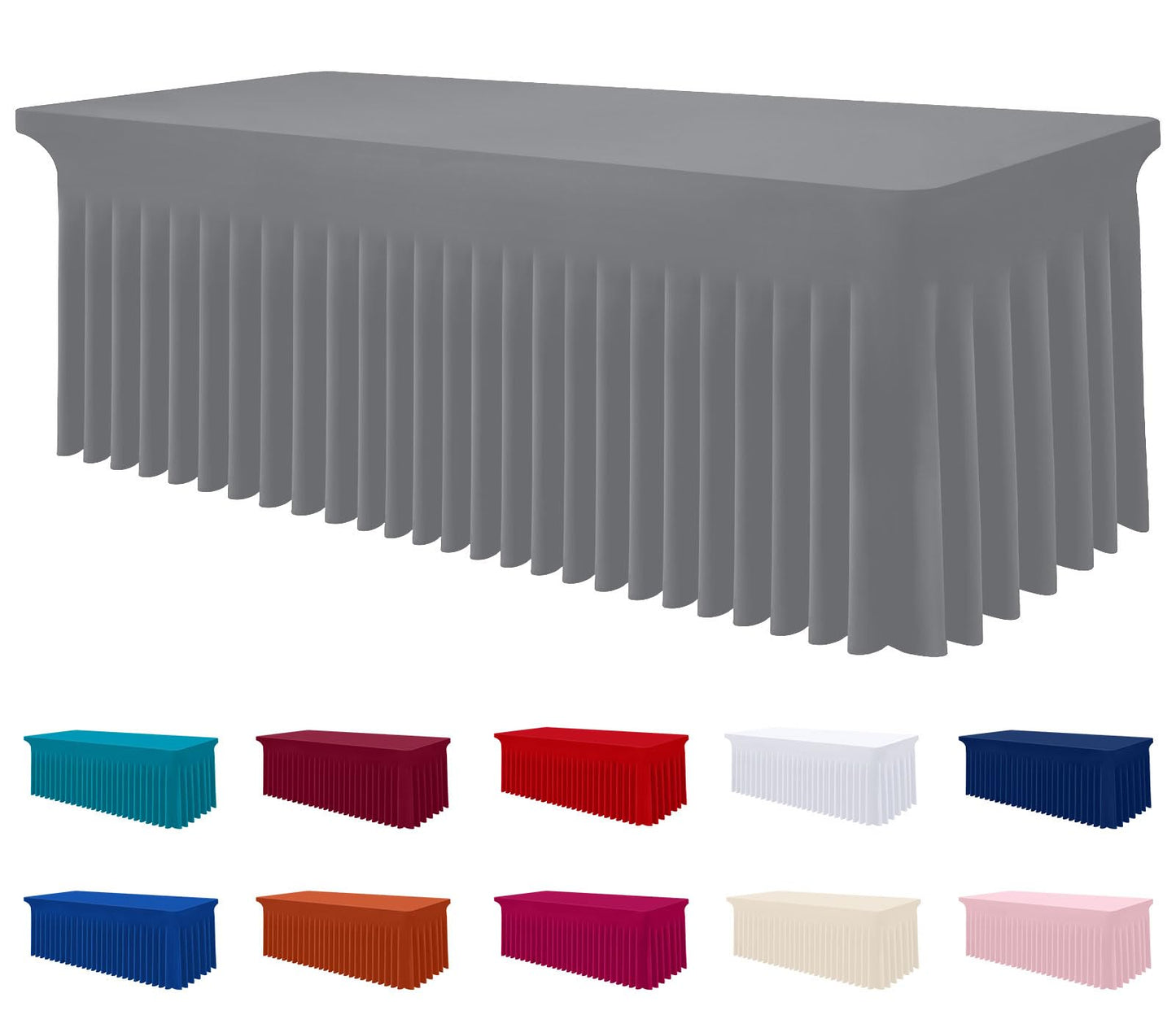 Smiry Spandex Elastic Fitted Table Cloth Skirt for 6FT Rectangle Table | Stretch Washable Table Cloth, Banquet Table Cover for Wedding, Party, Indoor & Trade Shows, (Black, 72Lx30Wx30H)