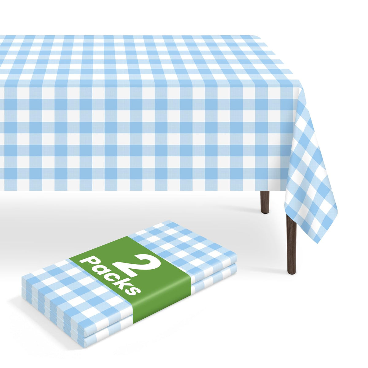 6 Pack Blue and White Checkered Tablecloth, Blue Plastic Table Cloths for Parties Disposable, 54 x 108 inch Waterproof Blue Gingham Camping Tablecloth for Birthday, Party, Picnic