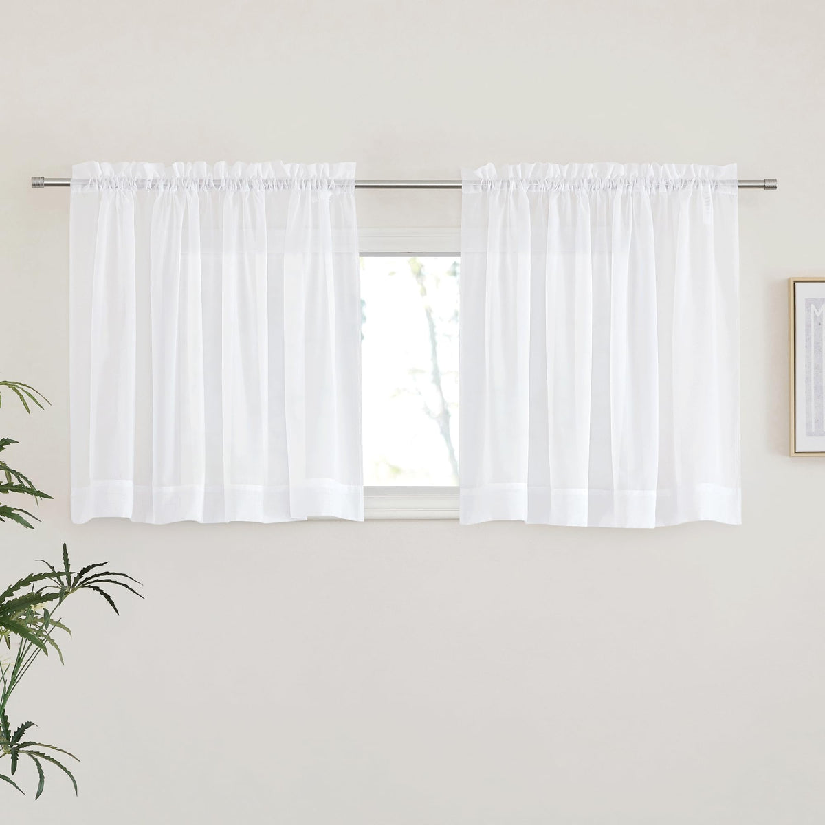 NICETOWN White Sheer 96 inches Long Curtains for Living Room, Rod Pocket Lightweight Drapes Voile Sheer Air & Breathable Window Treatments for Bedroom, W42 x L96, 2 Panels