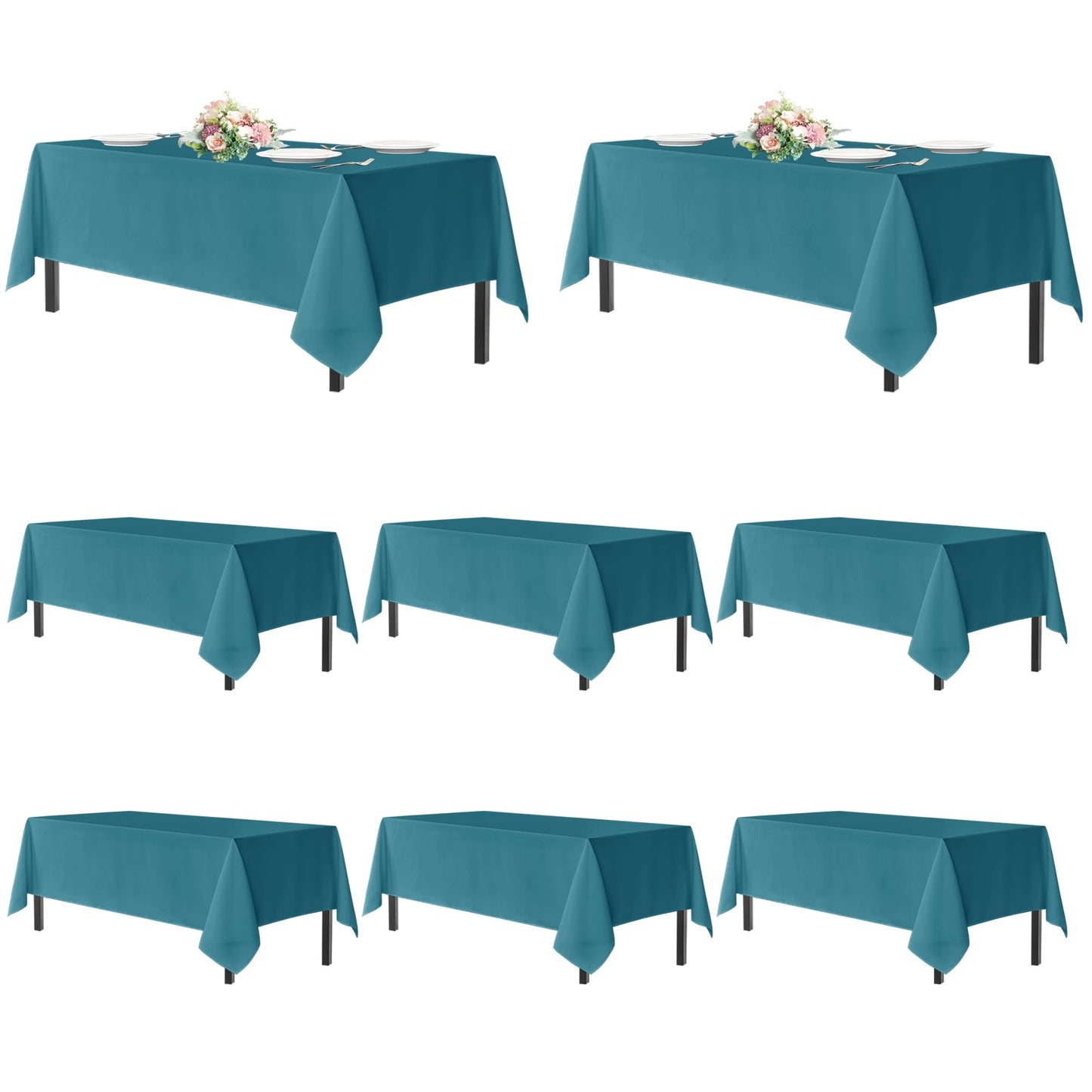 sancua 2 Pack White Table Cloth 60x102 Inch for 6 Feet Rectangle Tables | Stain and Wrinkle Resistant Washable Polyester Tablecloth Cover for Dining Tables, Wedding Buffet Parties and Camping