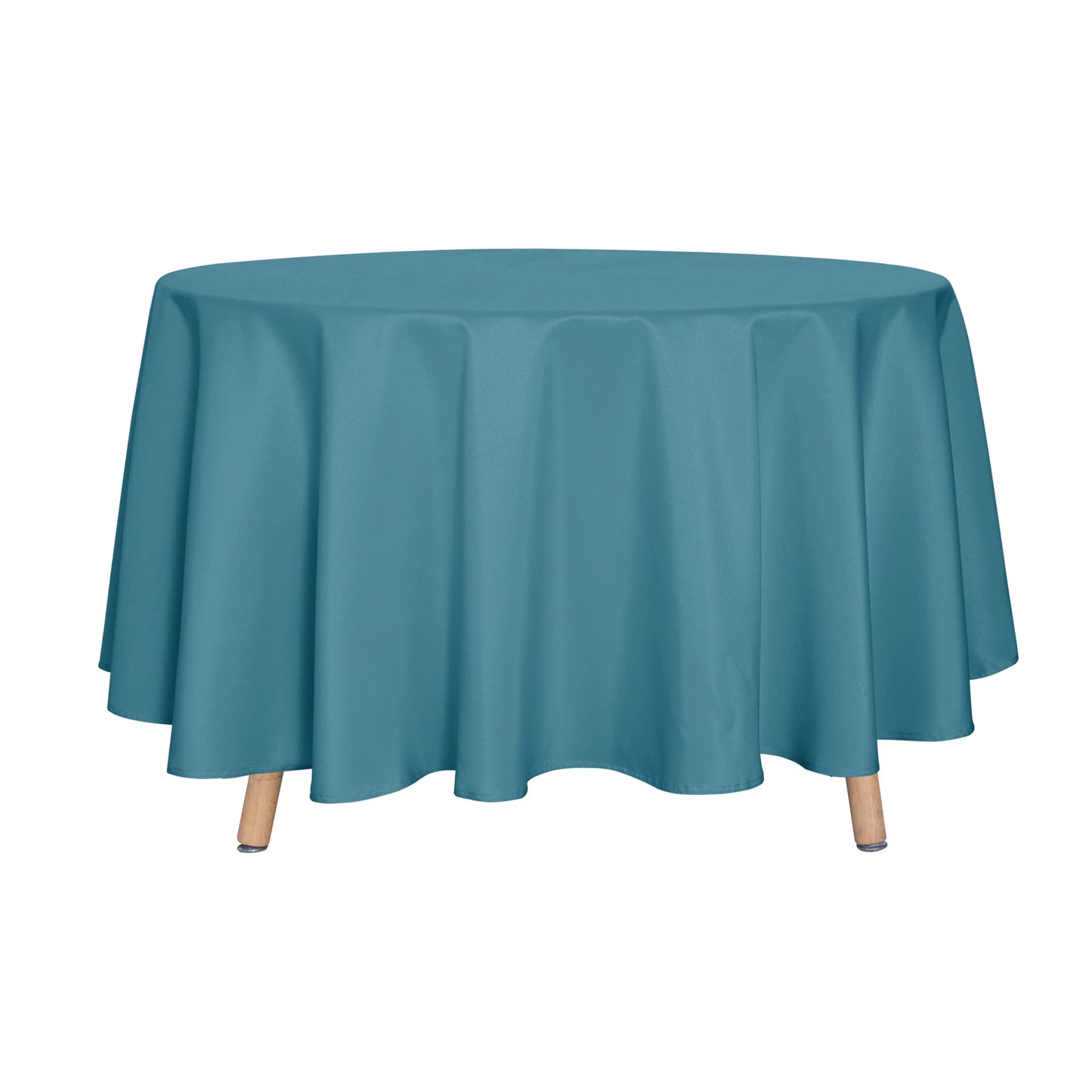 sancua White Round Tablecloth 60 Inch Diameter for 20-48 Inch Tables | Water Resistant Spill Proof, Washable Polyester Cloth Decorative Fabric Cover, For Dining, Buffet Parties and Camping