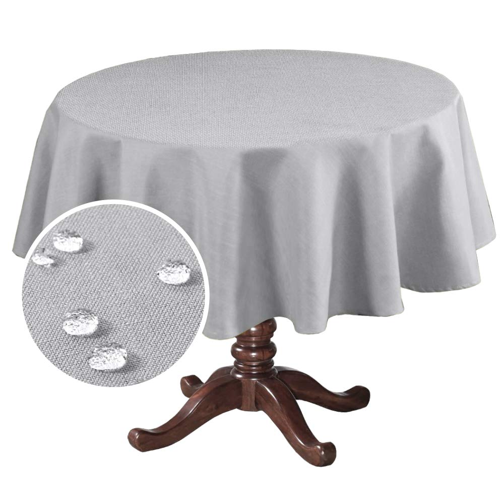 H.VERSAILTEX Linen Textured Table Cloths 60 x 120 Inch Premium Solid Tablecloth Spill-Proof Waterproof Table Cover for Dining Buffet Feature Extra Soft and Thick Fabric Wrinkle Free, Taupe