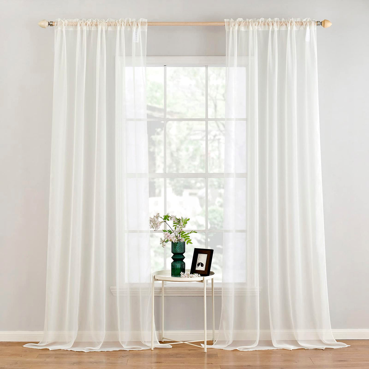 MIULEE 2 Panels White Sheer Curtains for Living Room 54 X 84 Inches | Window, Solid Color, Elegant Window Voile Panels, Bedroom, Living Room, Drapes, Treatment