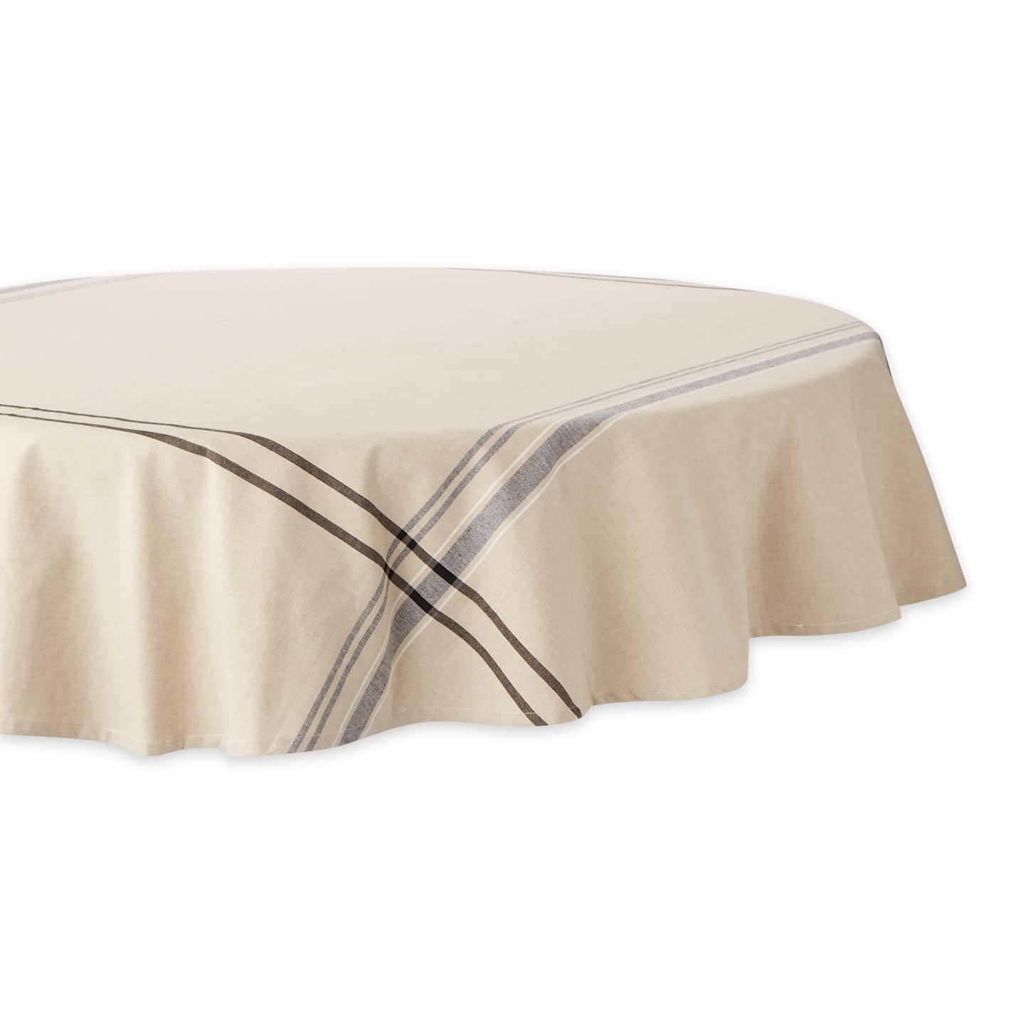 DII French Stripe Tabletop Collection Farmhouse Style Dining Table Linen Tablecloth, 60x84, Taupe/Teal