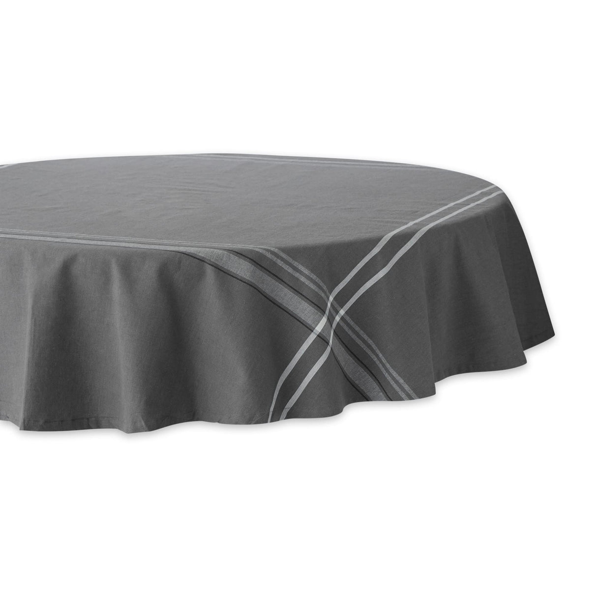 DII French Stripe Tabletop Collection Farmhouse Style Dining Table Linen Tablecloth, 60x84, Taupe/Teal