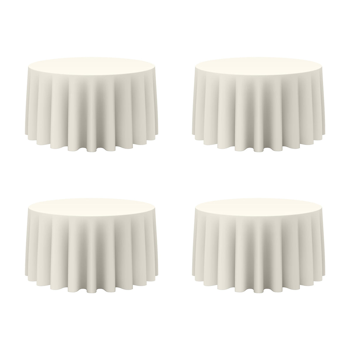 BRILLMAX 4 Pack Ivory Round Tablecloths 108 Inch for 48" Tables | 150 GSM Polyester Fabric, Floor Length Drop, Water, Stain & Wrinkle Resistant Cloth Cover for Wedding Reception Banquet Party