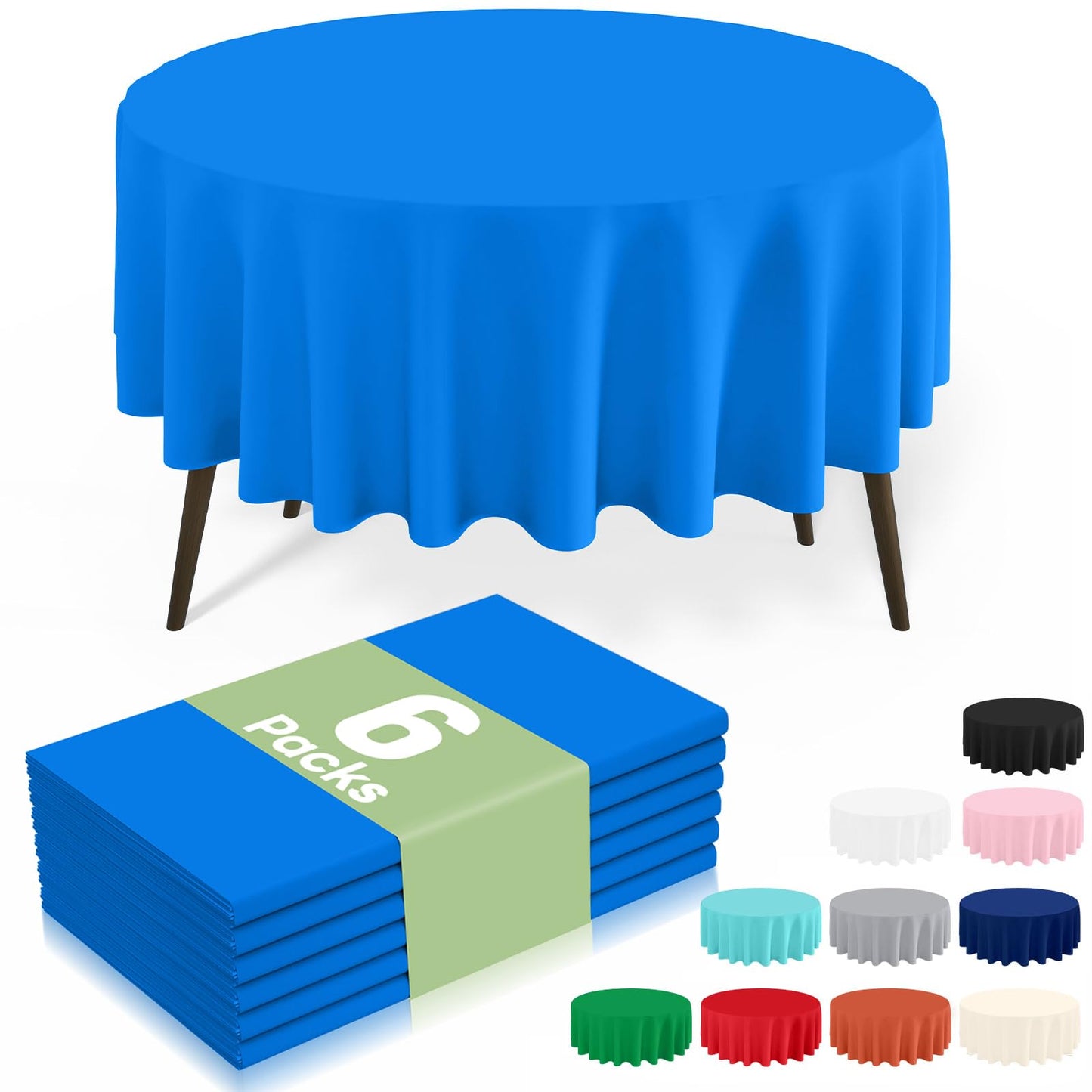 6 Packs Disposable Plastic Table Cloth, 54 x 108 Inch Waterproof Rectangle Tablecloth, Leakproof & Sturdy Decorative Table Covers for Party, Outdoor and Back to School, Black