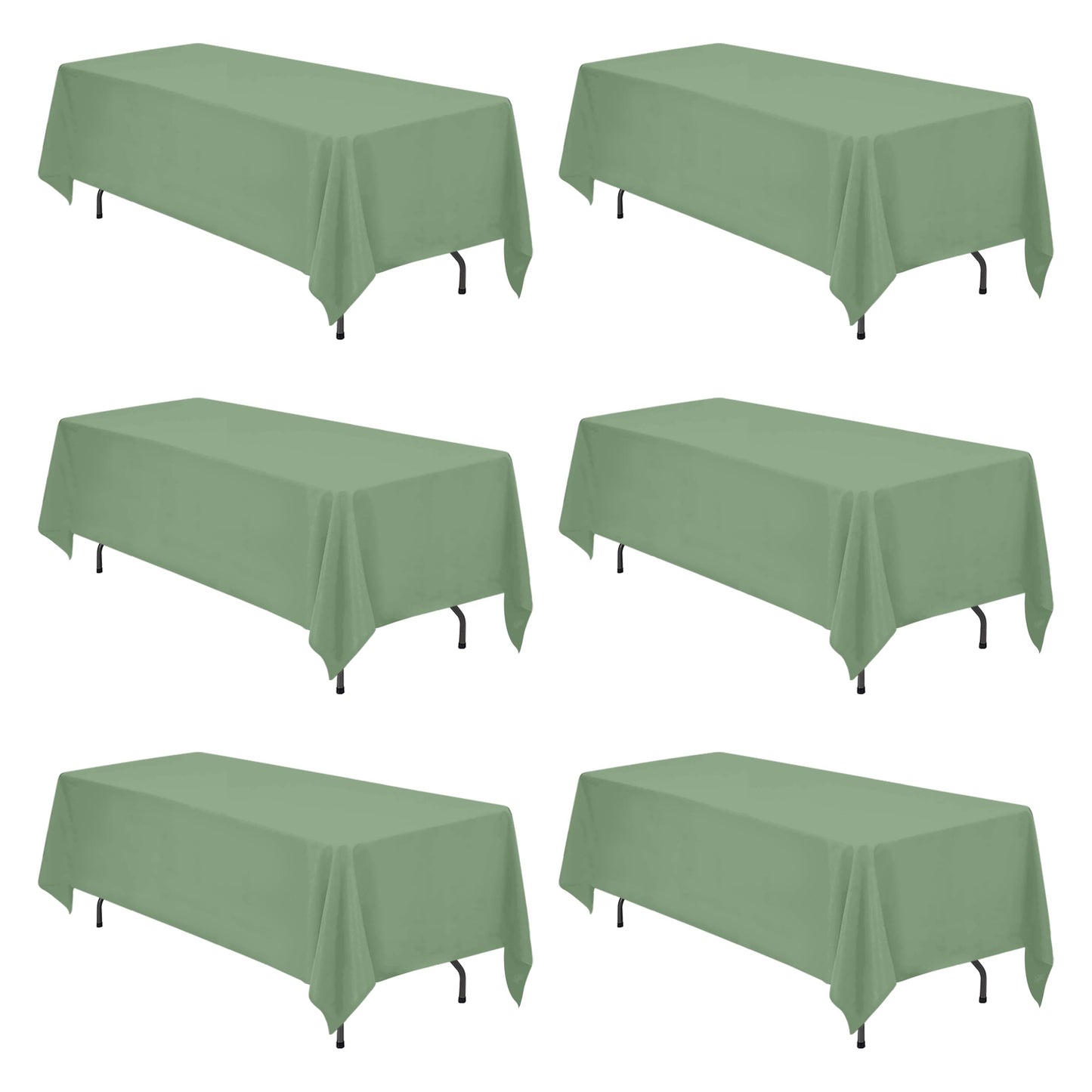 BRILLMAX 6 Pack Ivory Tablecloths 90x132 Inch for 6ft Rectangle Tables | 150 GSM Polyester Fabric, Floor Length Drop, Water, Stain & Wrinkle Resistant Cloth Cover for Wedding Reception Banquet Party