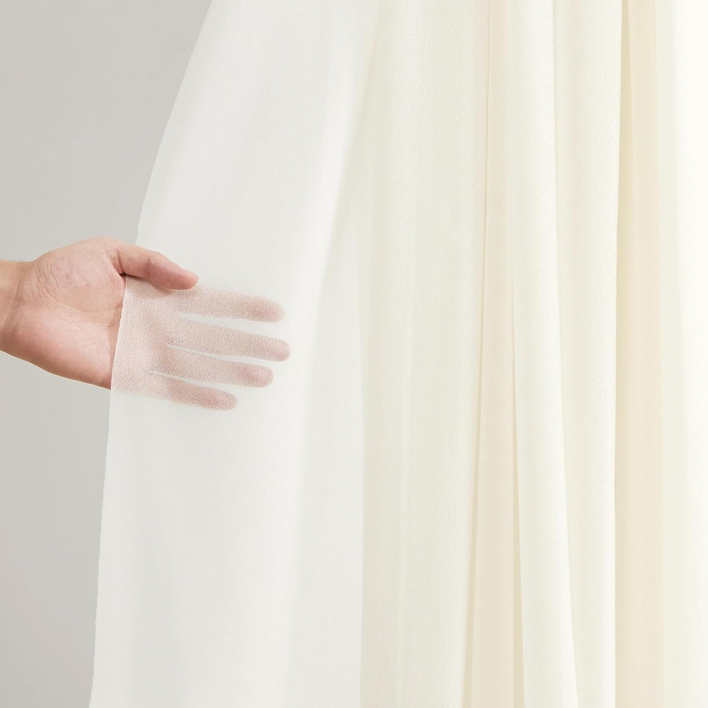 Ivory White Wedding Arch Draping Fabric Sheer Curtain Drapes | 31" x 20 ft Extra Long Shimmery Backdrop Curtains for Wedding Anniversary Party Summer Outdoor Events Drapery Photo Backgrounds