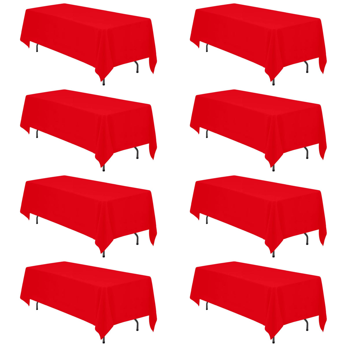 BRILLMAX 6 Pack Ivory Tablecloths 90x132 Inch for 6ft Rectangle Tables | 150 GSM Polyester Fabric, Floor Length Drop, Water, Stain & Wrinkle Resistant Cloth Cover for Wedding Reception Banquet Party