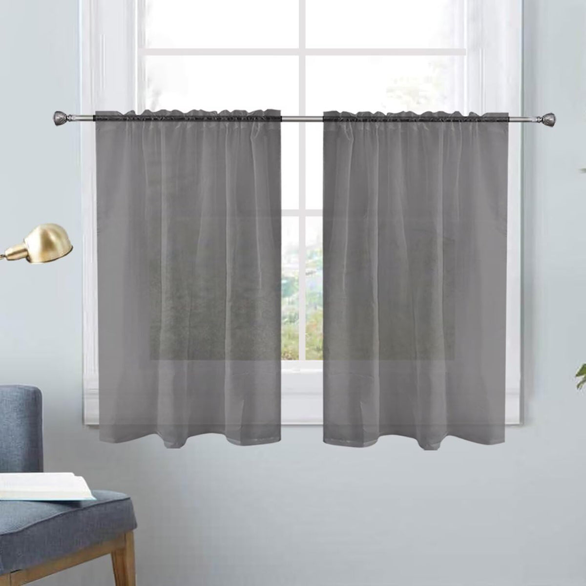 SpaceDresser Basic Rod Pocket Sheer Voile Window Curtain Panels White 1 Pair 2 Panels 52 Width 84 Inch Long for Kitchen Bedroom Children Living Room Yard(White,52 W x 84 L)