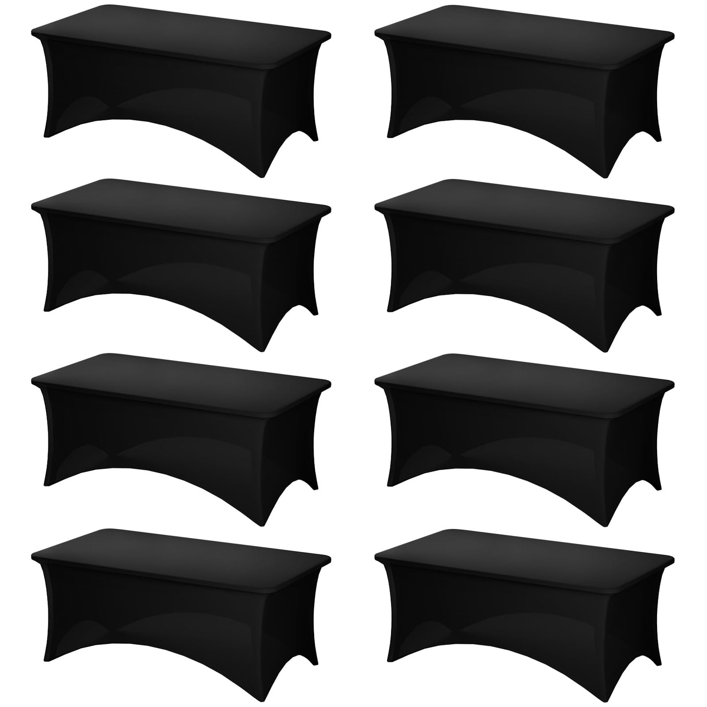 Fixwal 2 Pack 6FT Black Tablecloth Rectangle Spandex Fitted Table Cover | Fit for 6 Foot Rectangle Table, Washable Stretch, Ideal for Party, Wedding, Buffet, Graduation Decoration, Vendor Booth