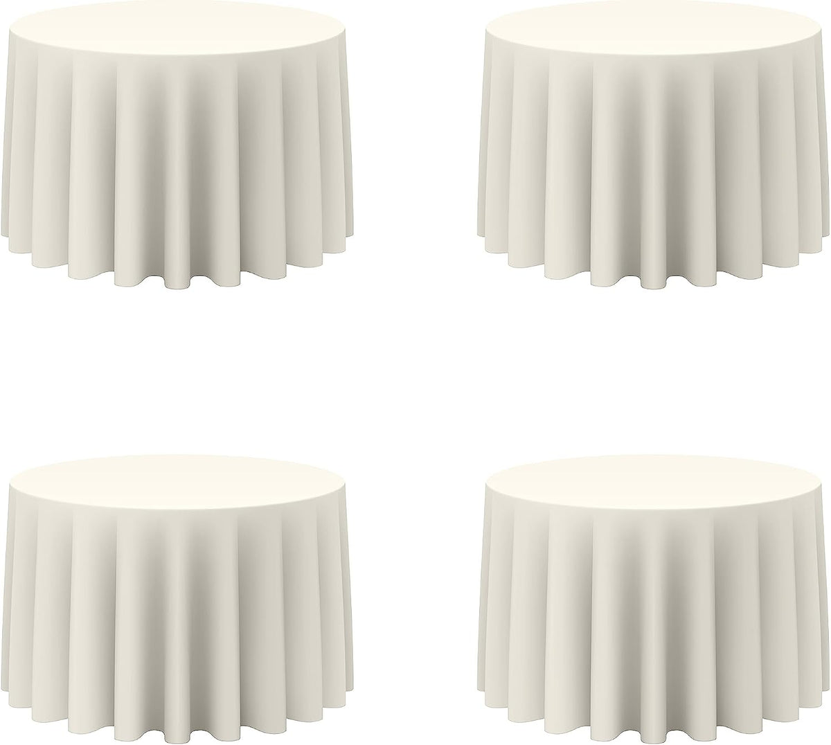 BRILLMAX 4 Pack Ivory Round Tablecloths 108 Inch for 48" Tables | 150 GSM Polyester Fabric, Floor Length Drop, Water, Stain & Wrinkle Resistant Cloth Cover for Wedding Reception Banquet Party