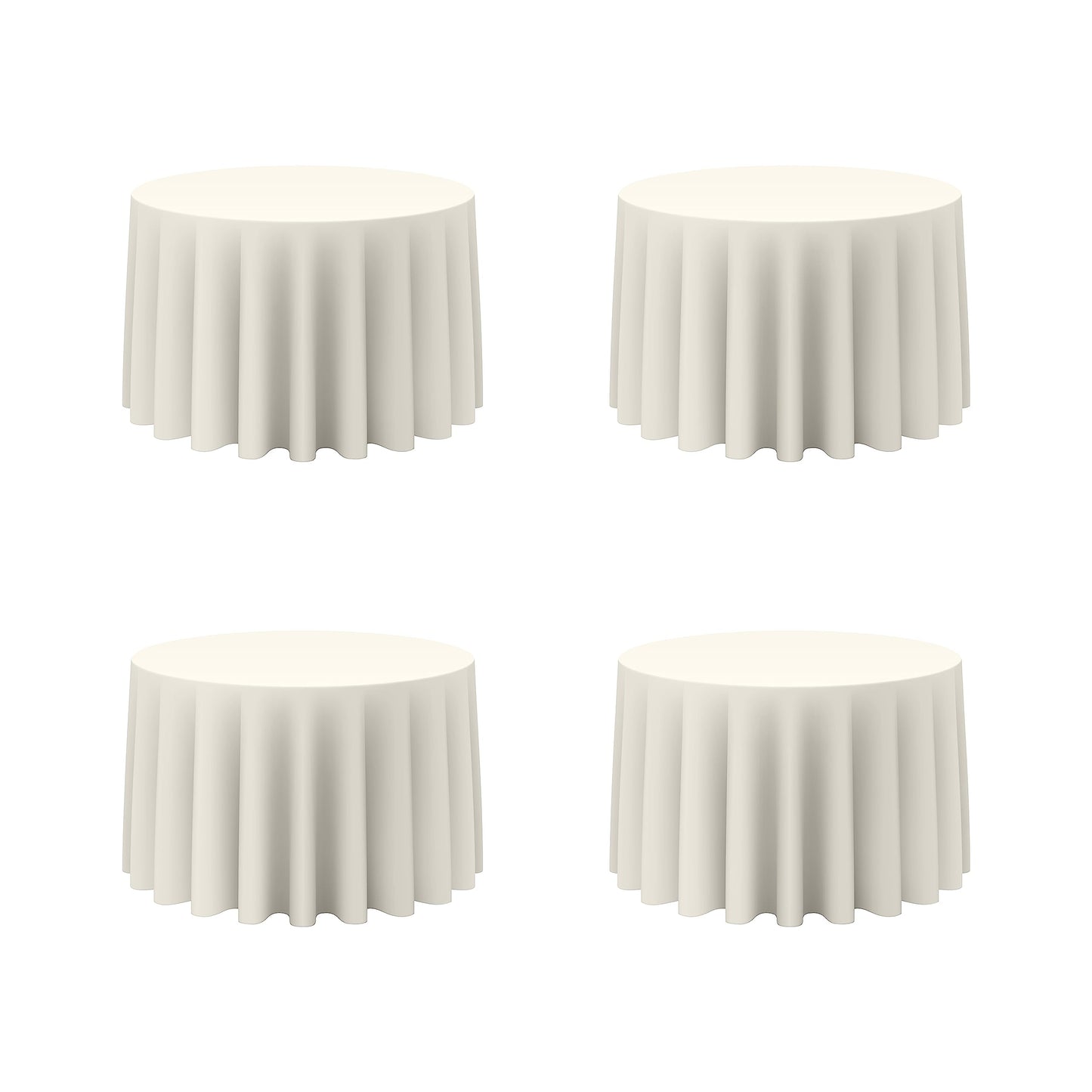 BRILLMAX 4 Pack Ivory Round Tablecloths 108 Inch for 48" Tables | 150 GSM Polyester Fabric, Floor Length Drop, Water, Stain & Wrinkle Resistant Cloth Cover for Wedding Reception Banquet Party