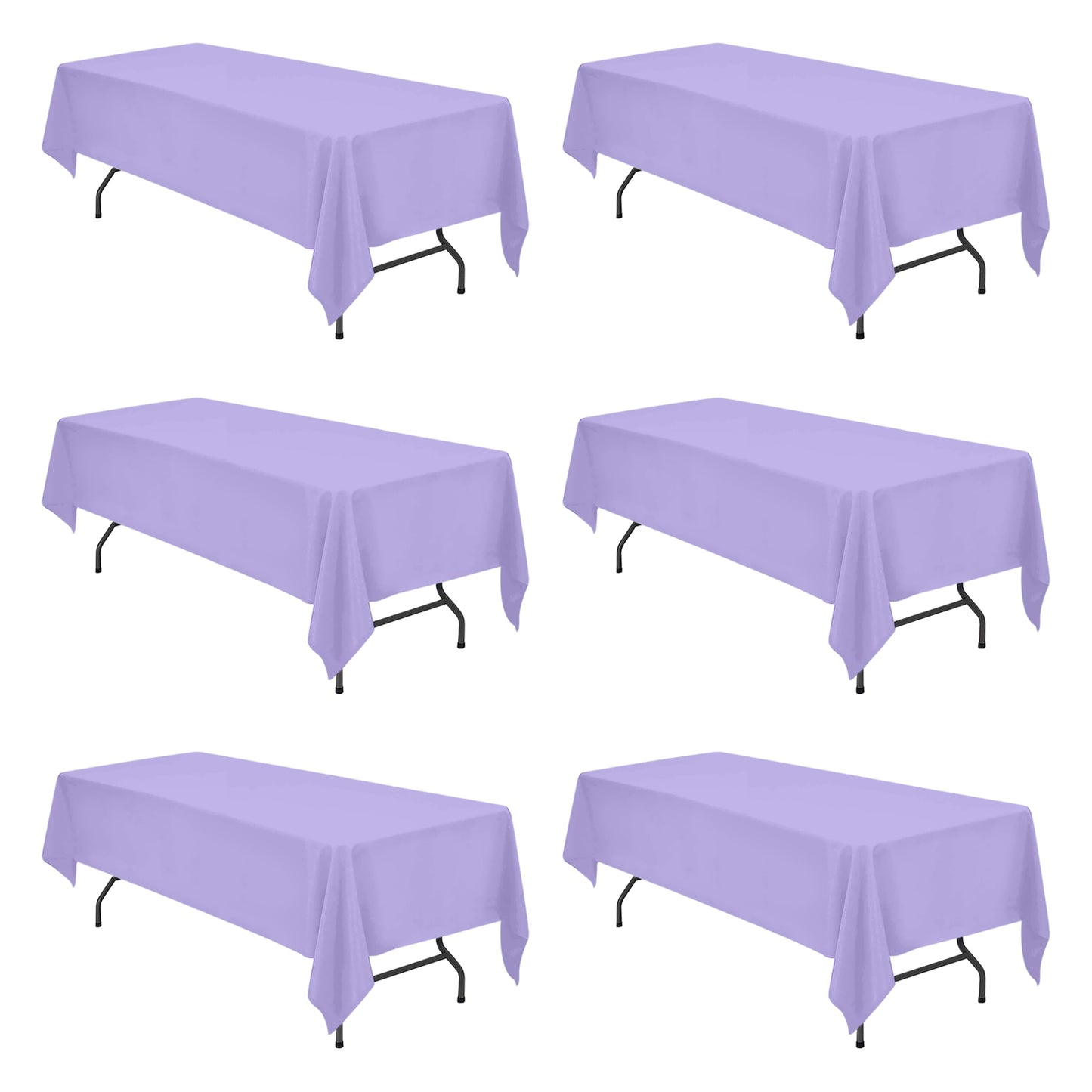 BRILLMAX 6 Pack Ivory Tablecloths 90x132 Inch for 6ft Rectangle Tables | 150 GSM Polyester Fabric, Floor Length Drop, Water, Stain & Wrinkle Resistant Cloth Cover for Wedding Reception Banquet Party